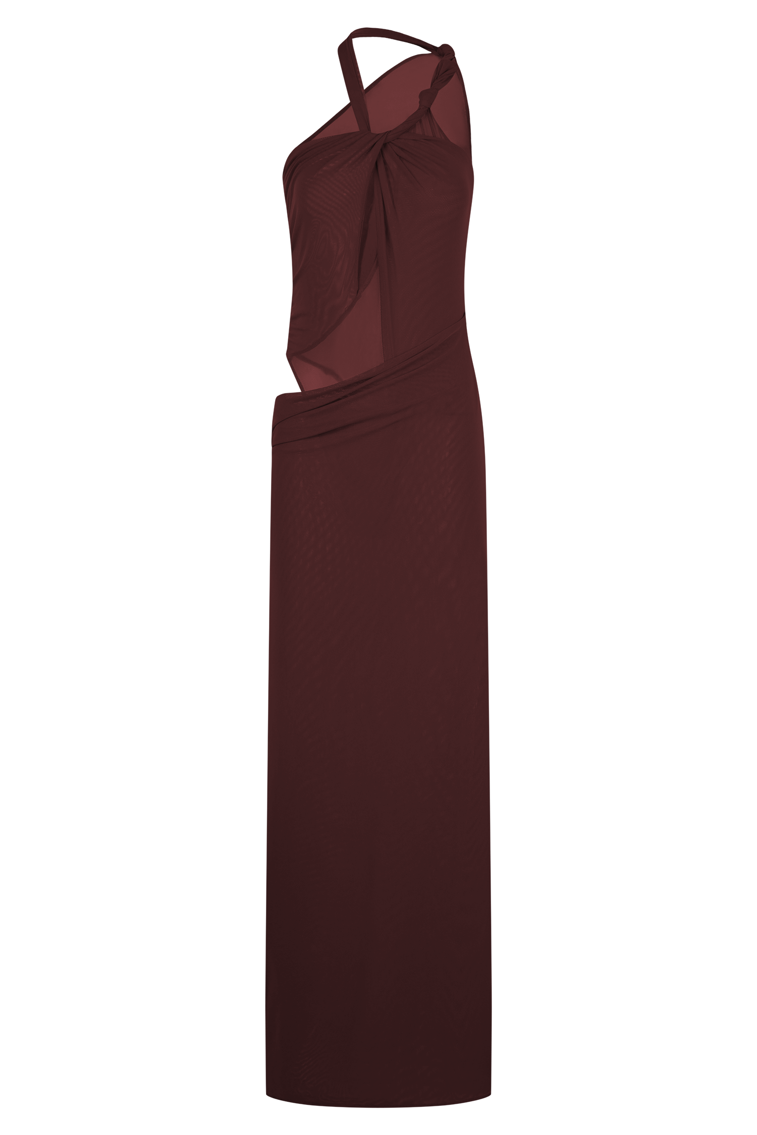 Edwina Knotted Mesh Maxi Dress - Mahogany #7
