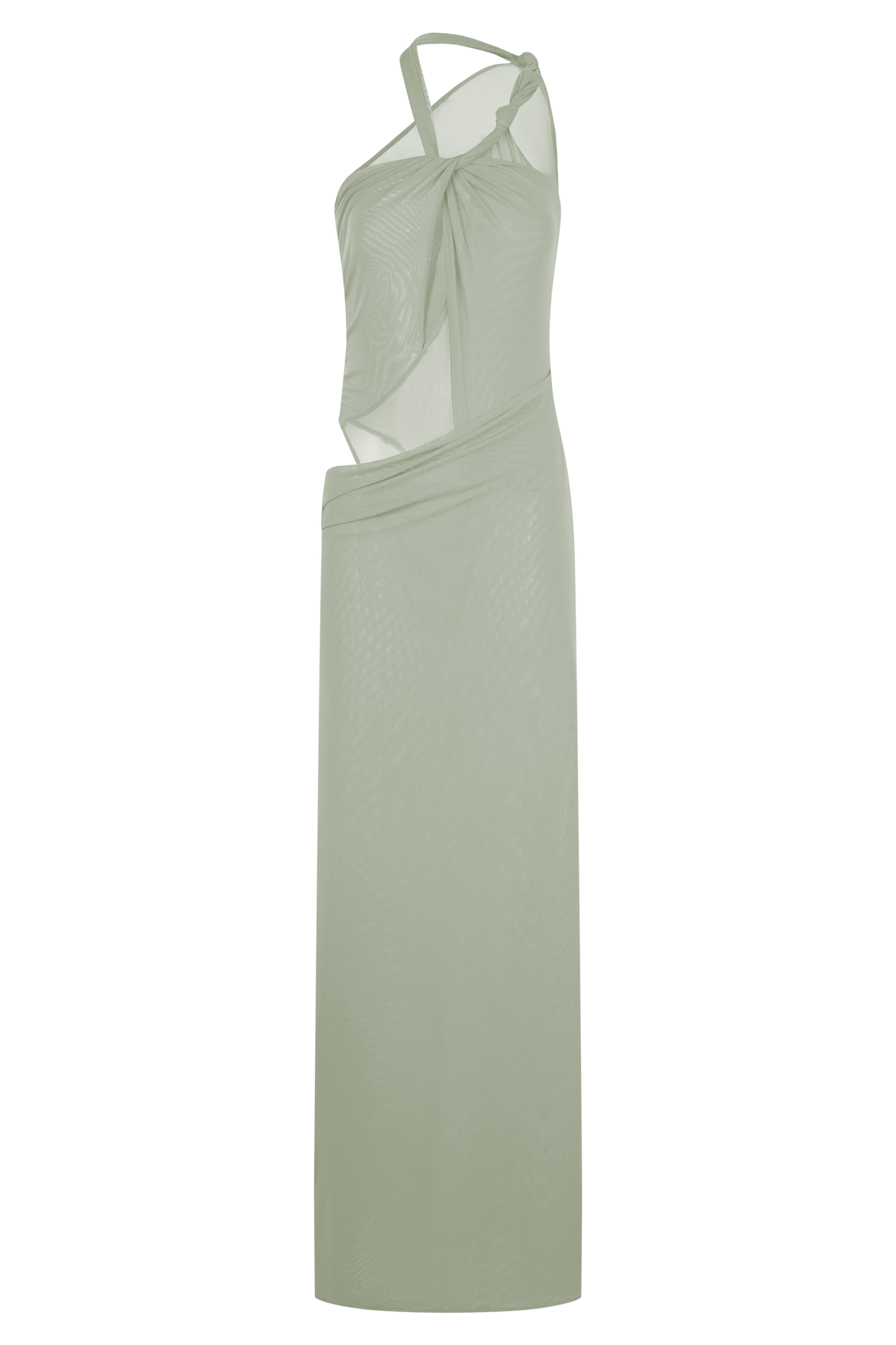 Edwina Knotted Mesh Maxi Dress - Sage