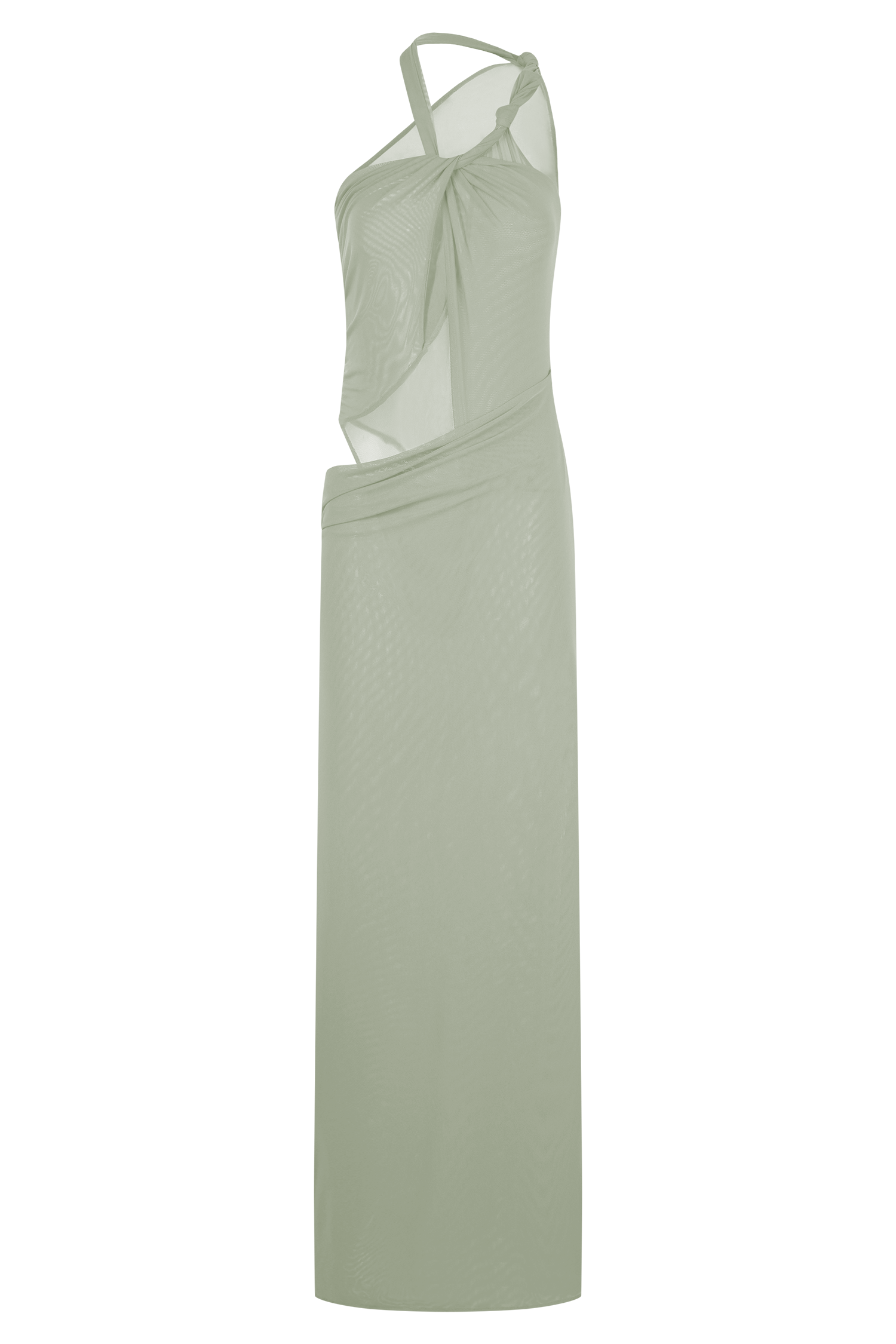 Edwina Knotted Mesh Maxi Dress - Sage #9