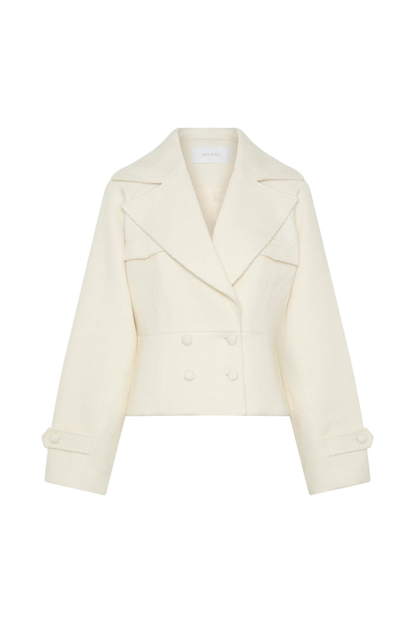 Elara Cropped Collared Jacket - Ivory