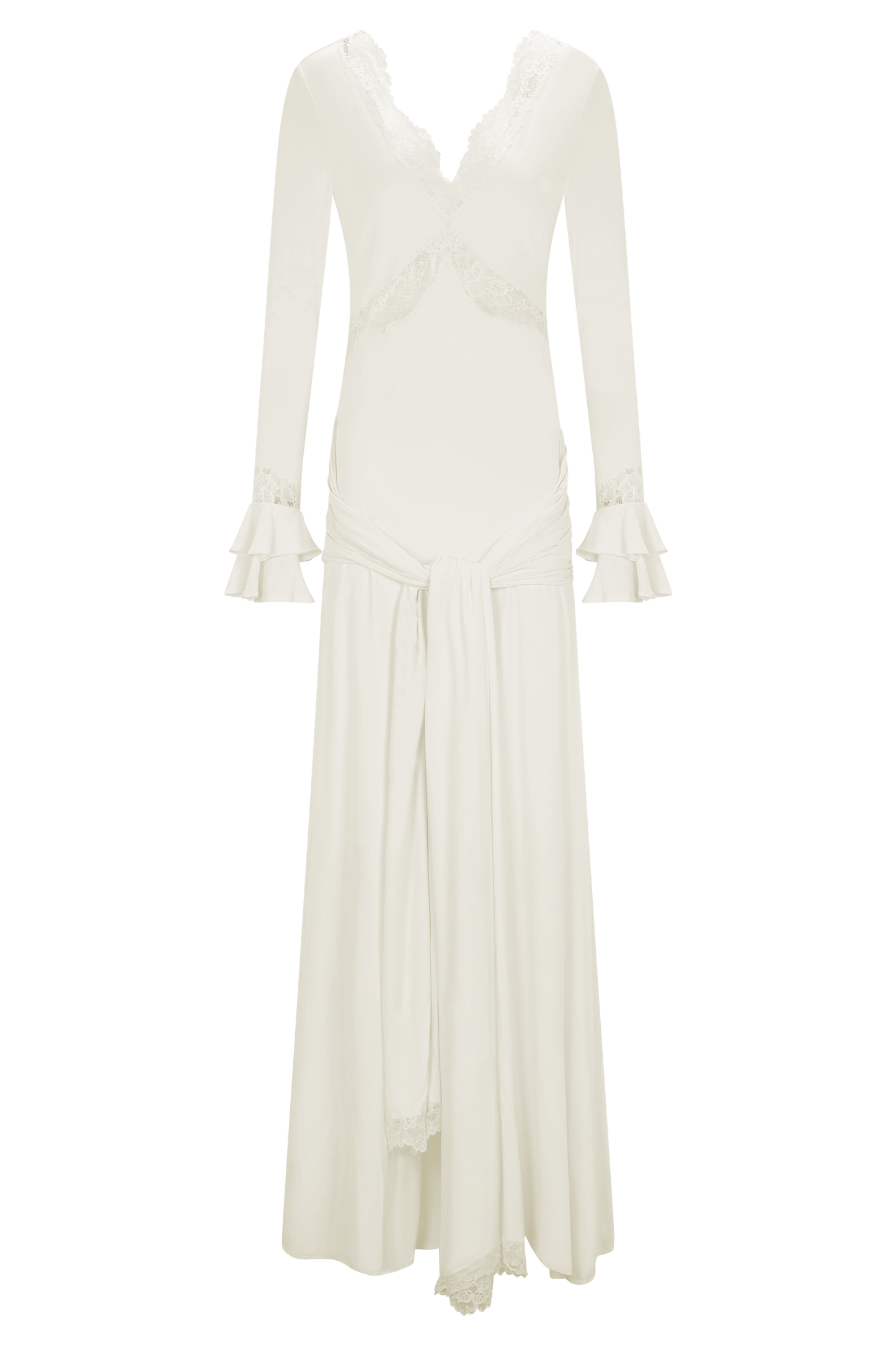 Electra Slinky Lace Maxi Dress - Ivory