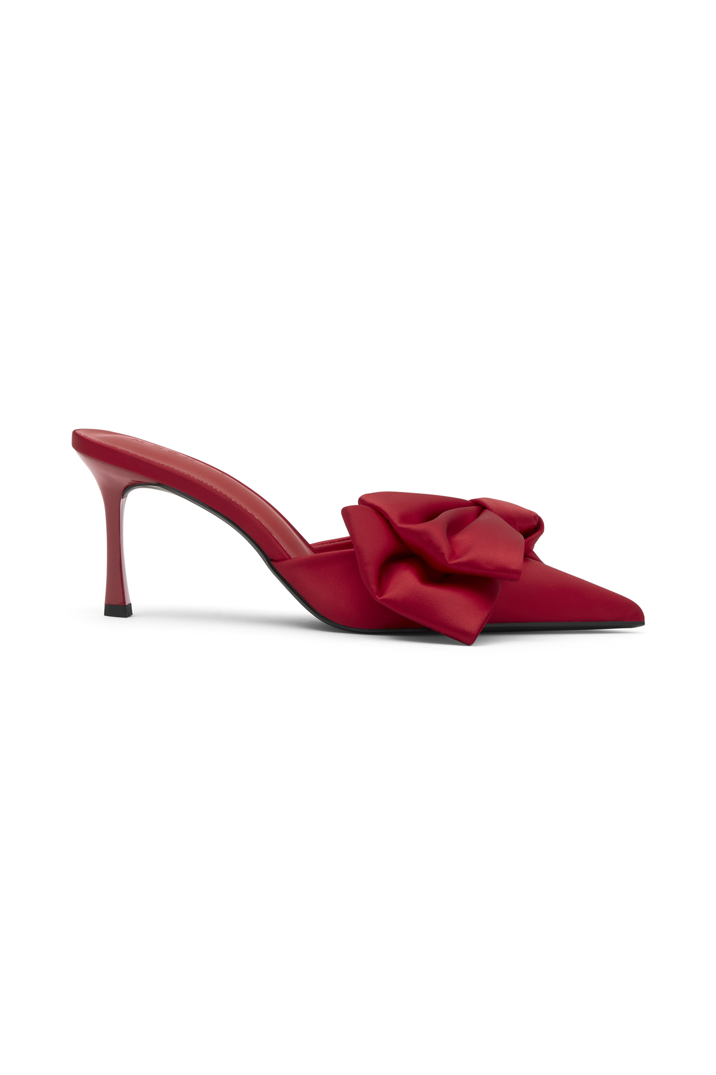 Elena Pointed Satin Bow Heel - Red