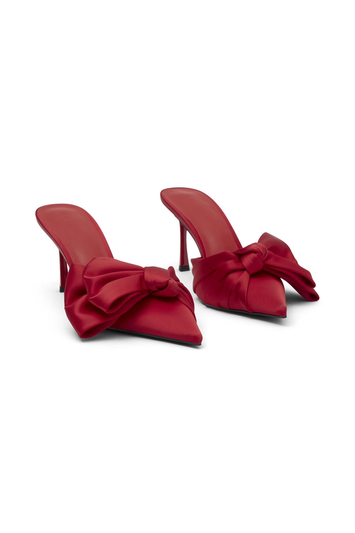 Elena Pointed Satin Bow Heel - Red