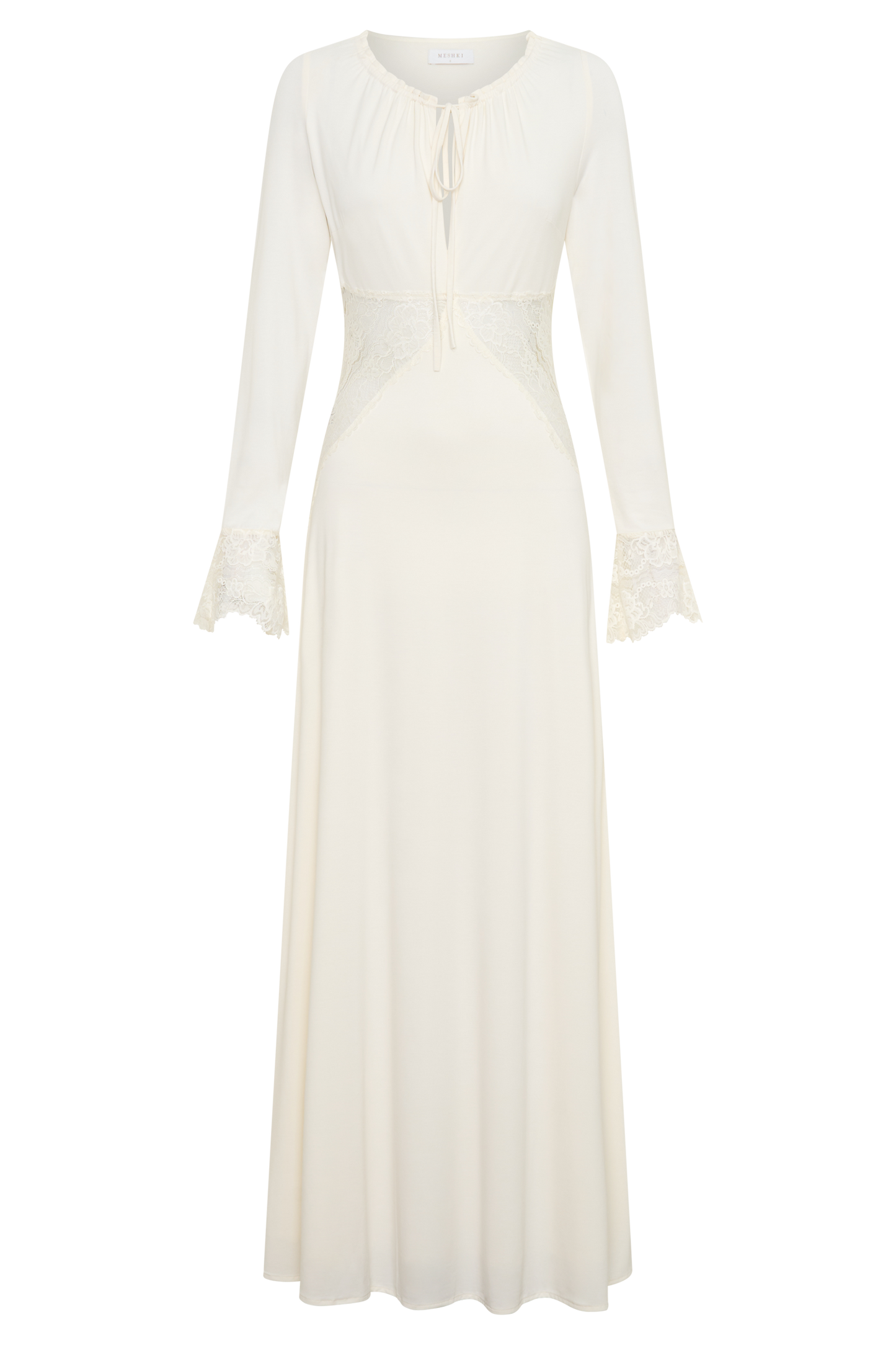 Elethea Lace Slinky Maxi Dress - Ivory