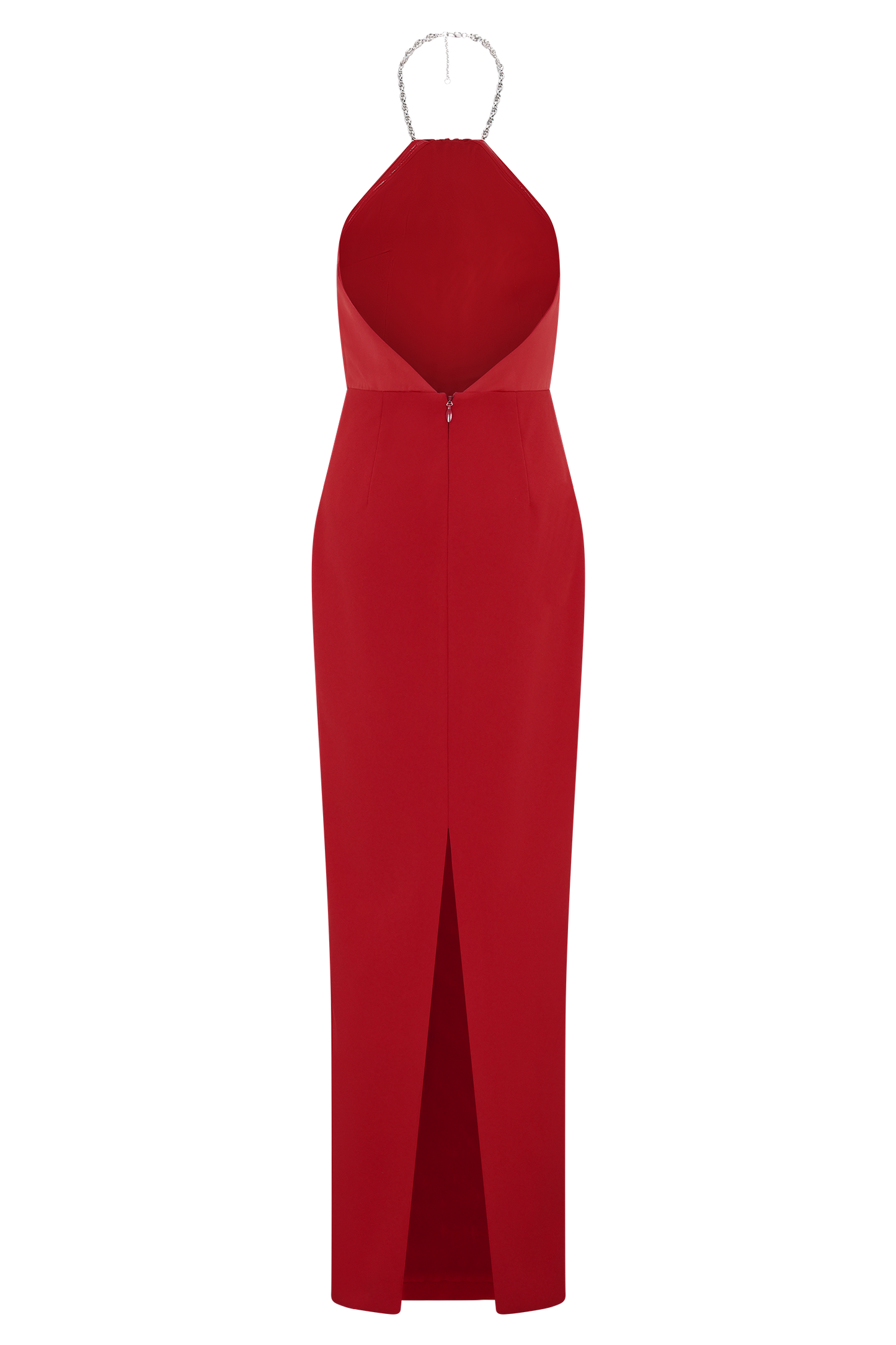 Elina Satin Necklace Maxi Dress - Red