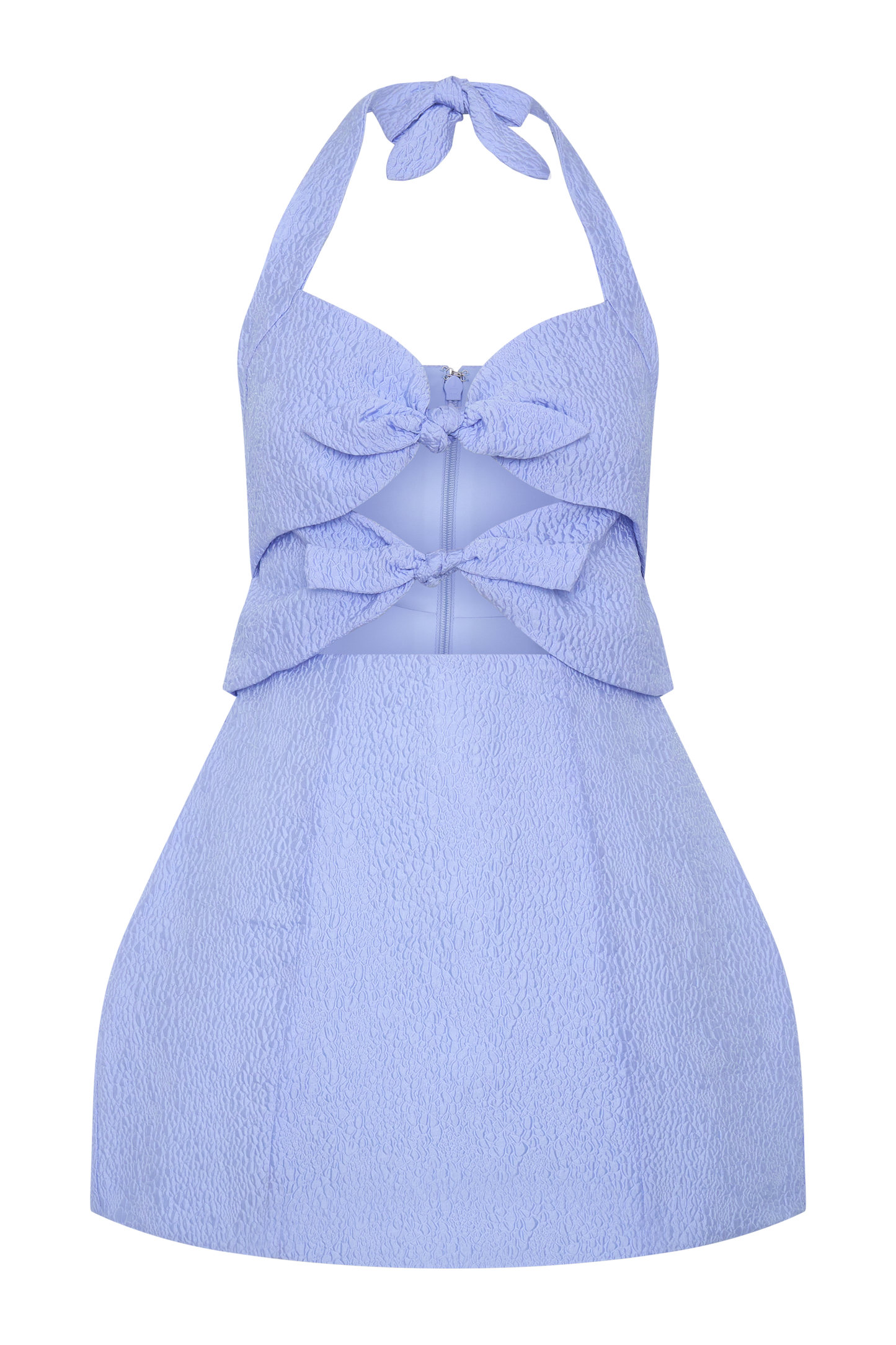 Ella Bow Detail Halter Mini Dress - Periwinkle Blue