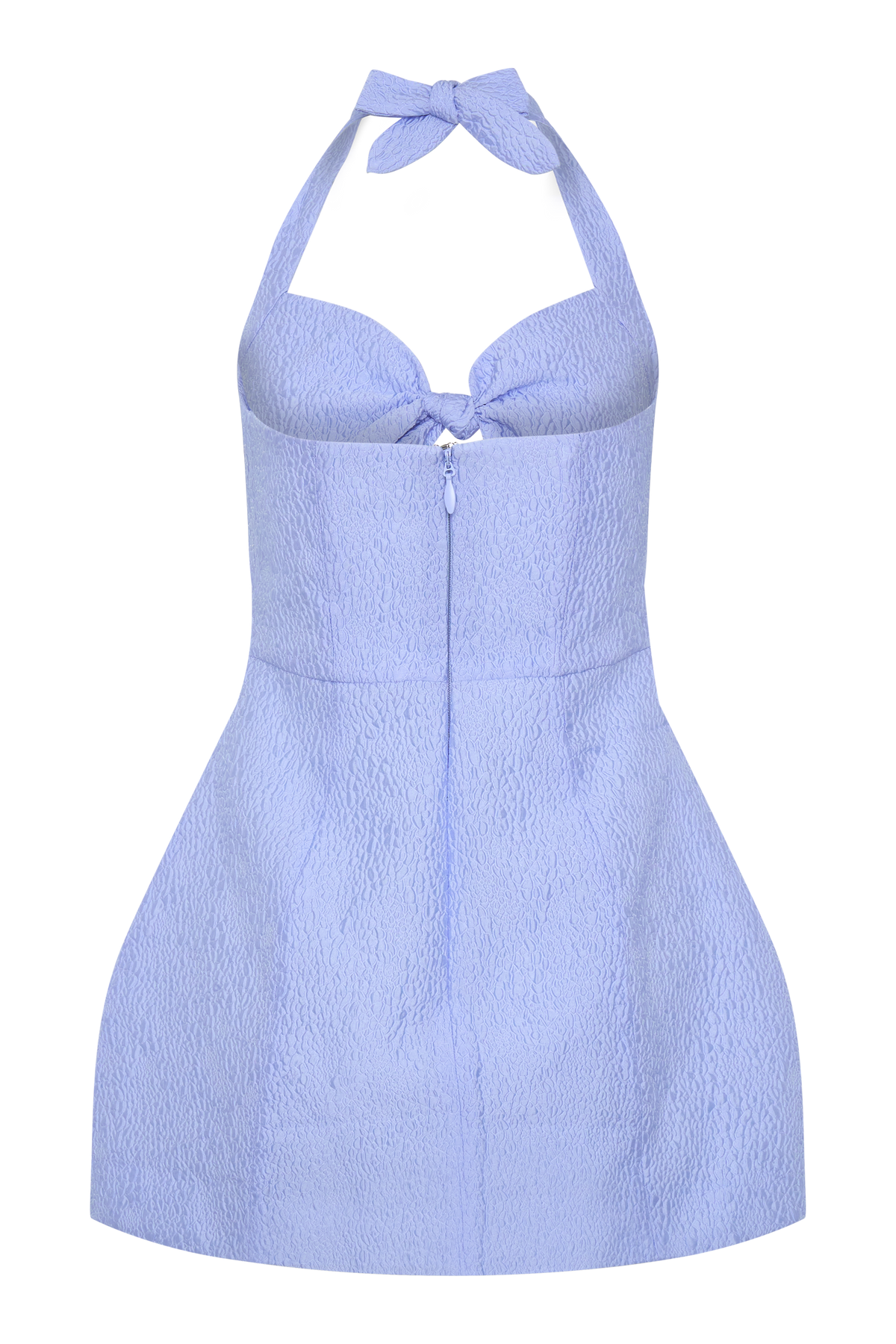 Ella Bow Detail Halter Mini Dress - Periwinkle Blue