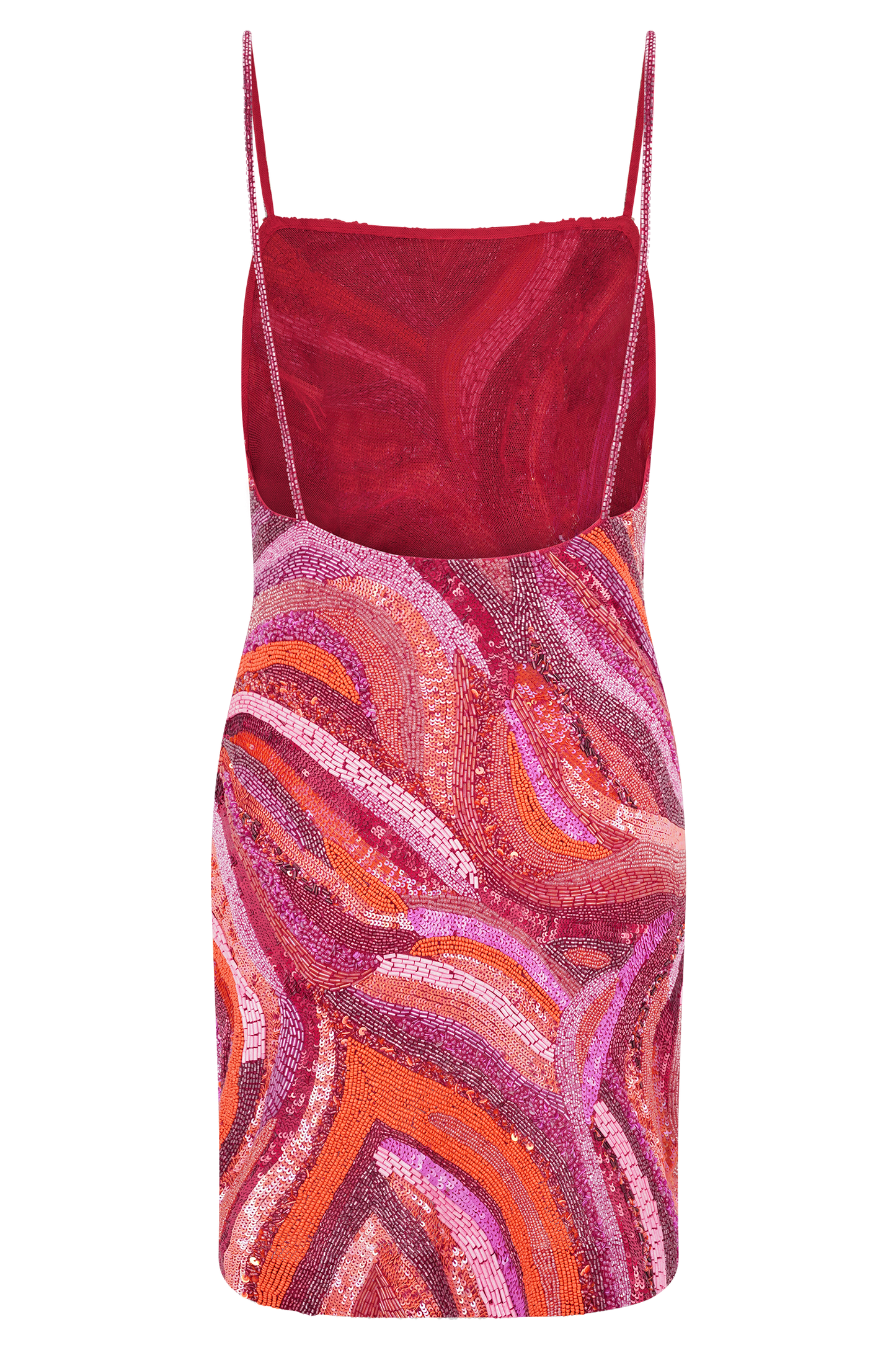 Eloise Hand Beaded Mini Dress - Pink Swirl Print