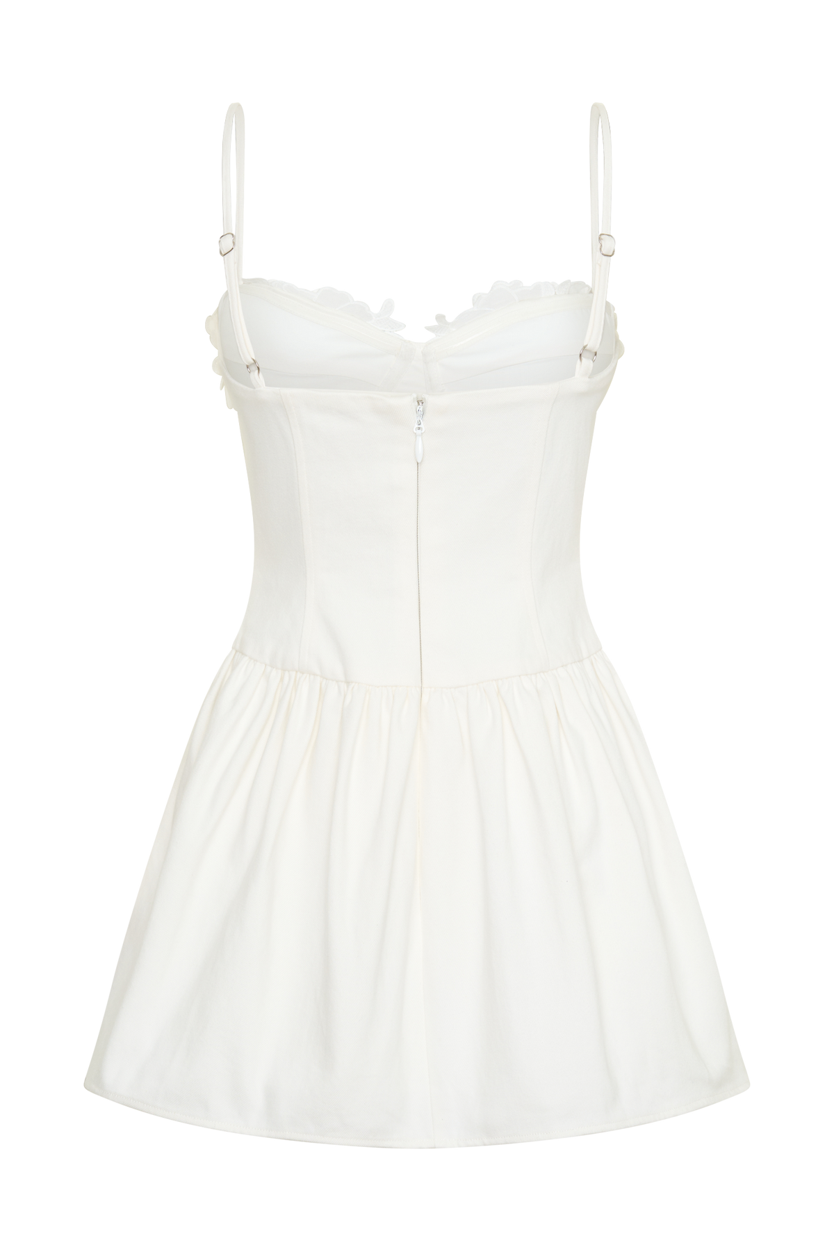 Emary Applique Denim Bustier Mini Dress - White