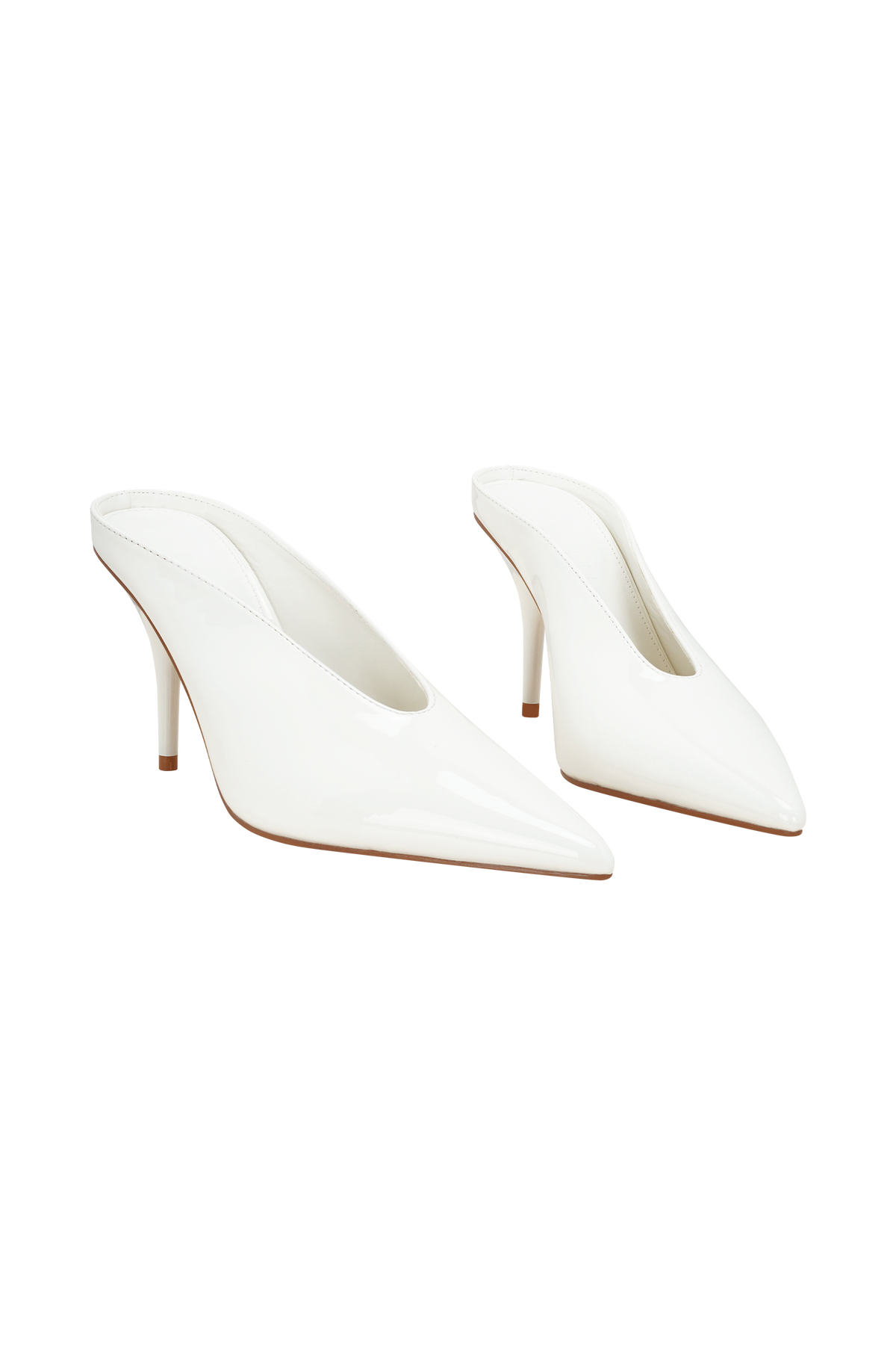 Emerson Patent Faux Leather Point Heel - Ivory
