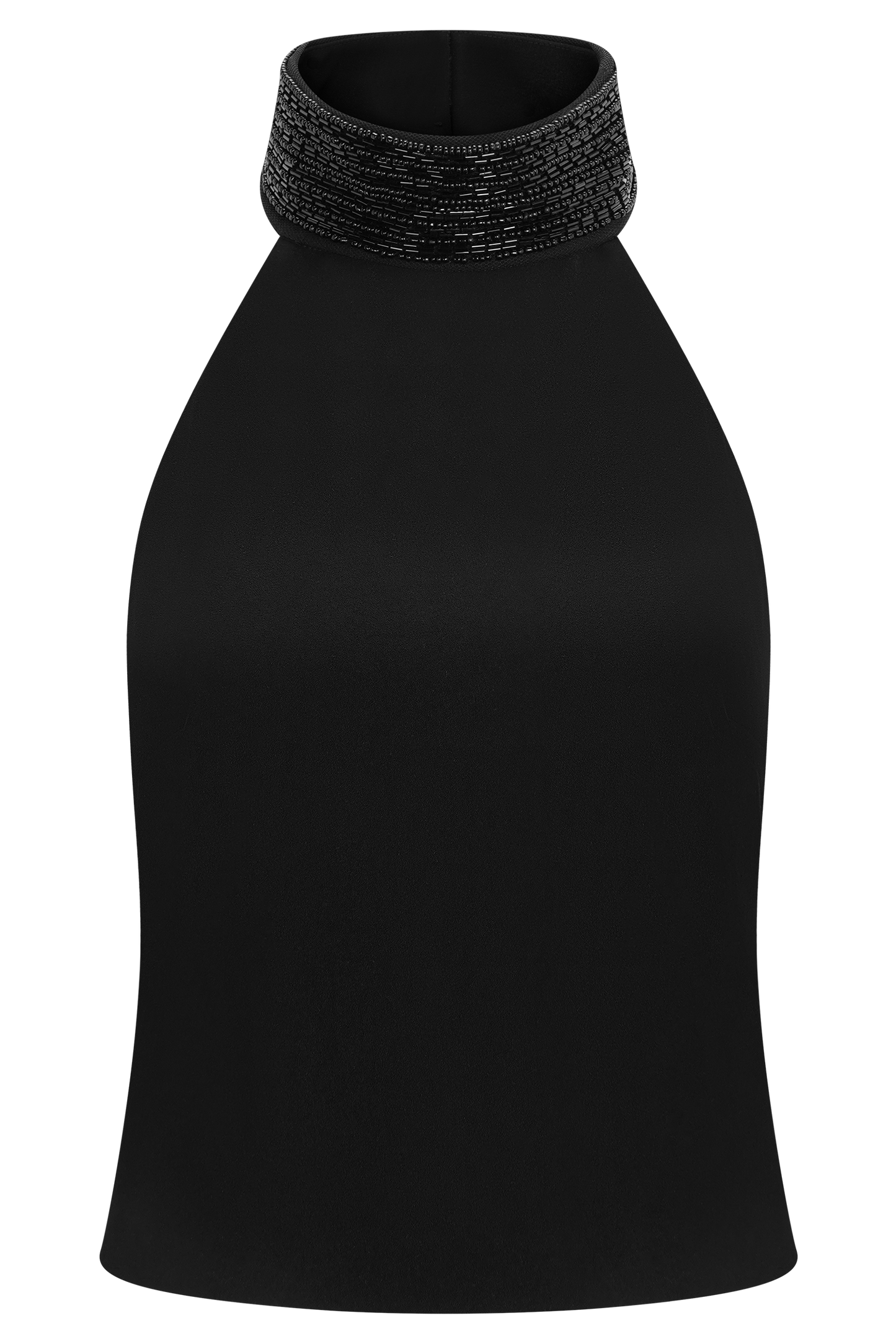Emilia Beaded Neck Halter Top - Black