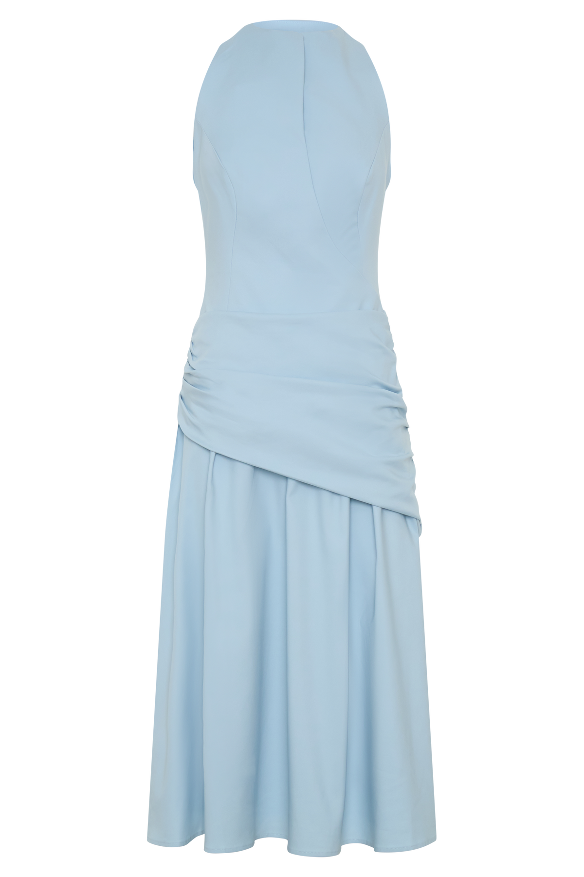 Emily Wrapped Waist Midi Dress - Sky Blue