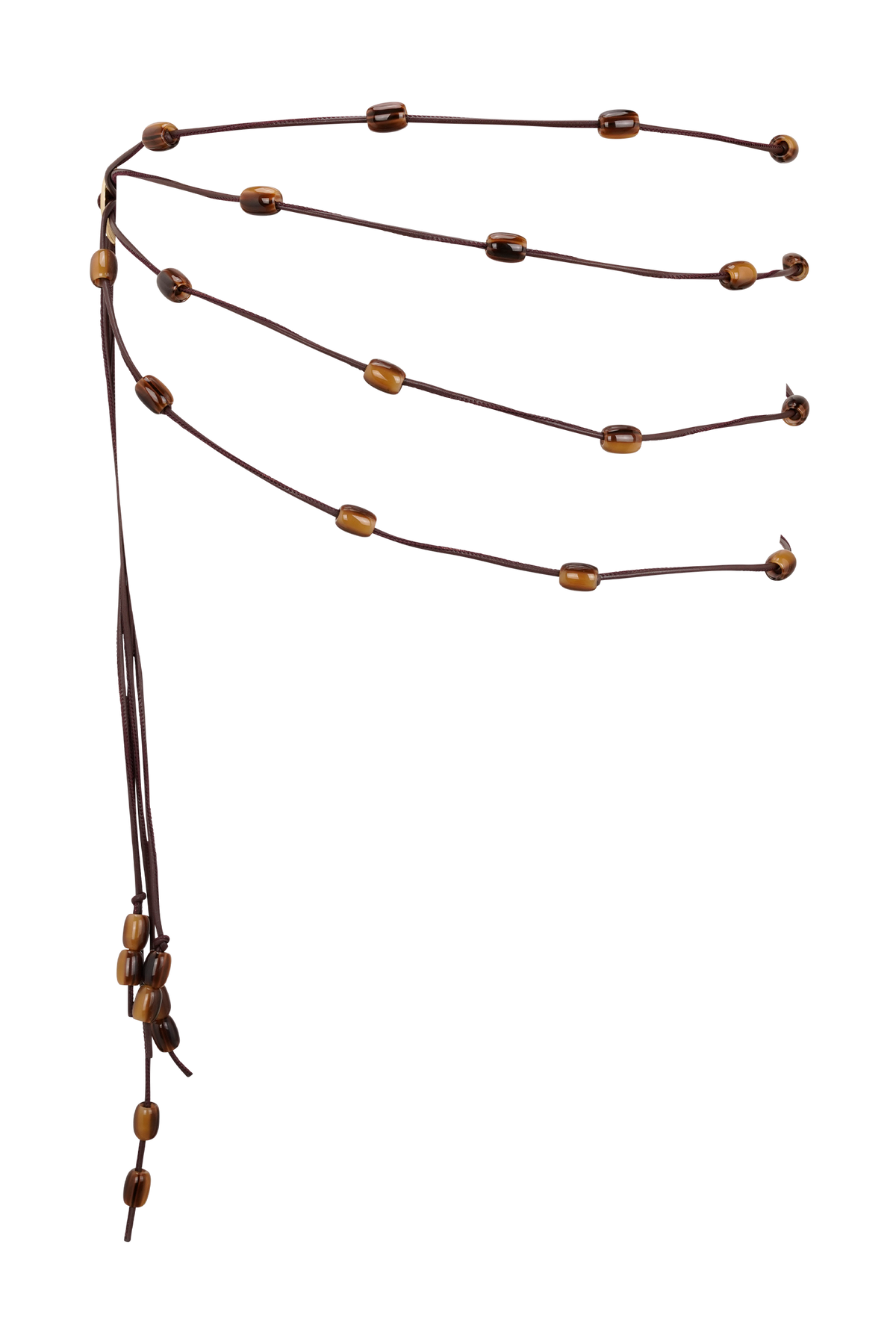 Enid Faux Leather Beaded Belt - Chocolate