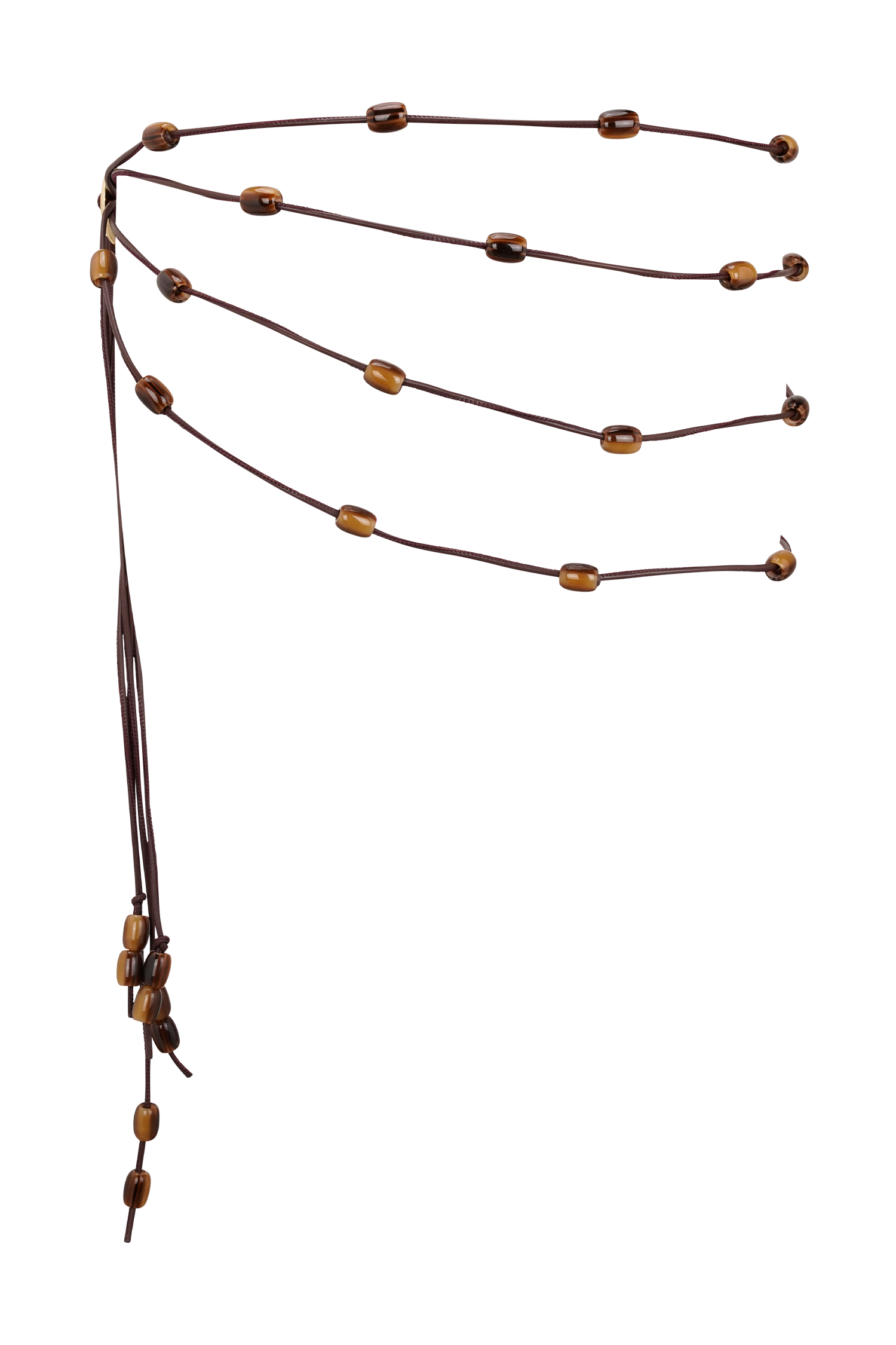 Enid Faux Leather Beaded Belt - Chocolate #6