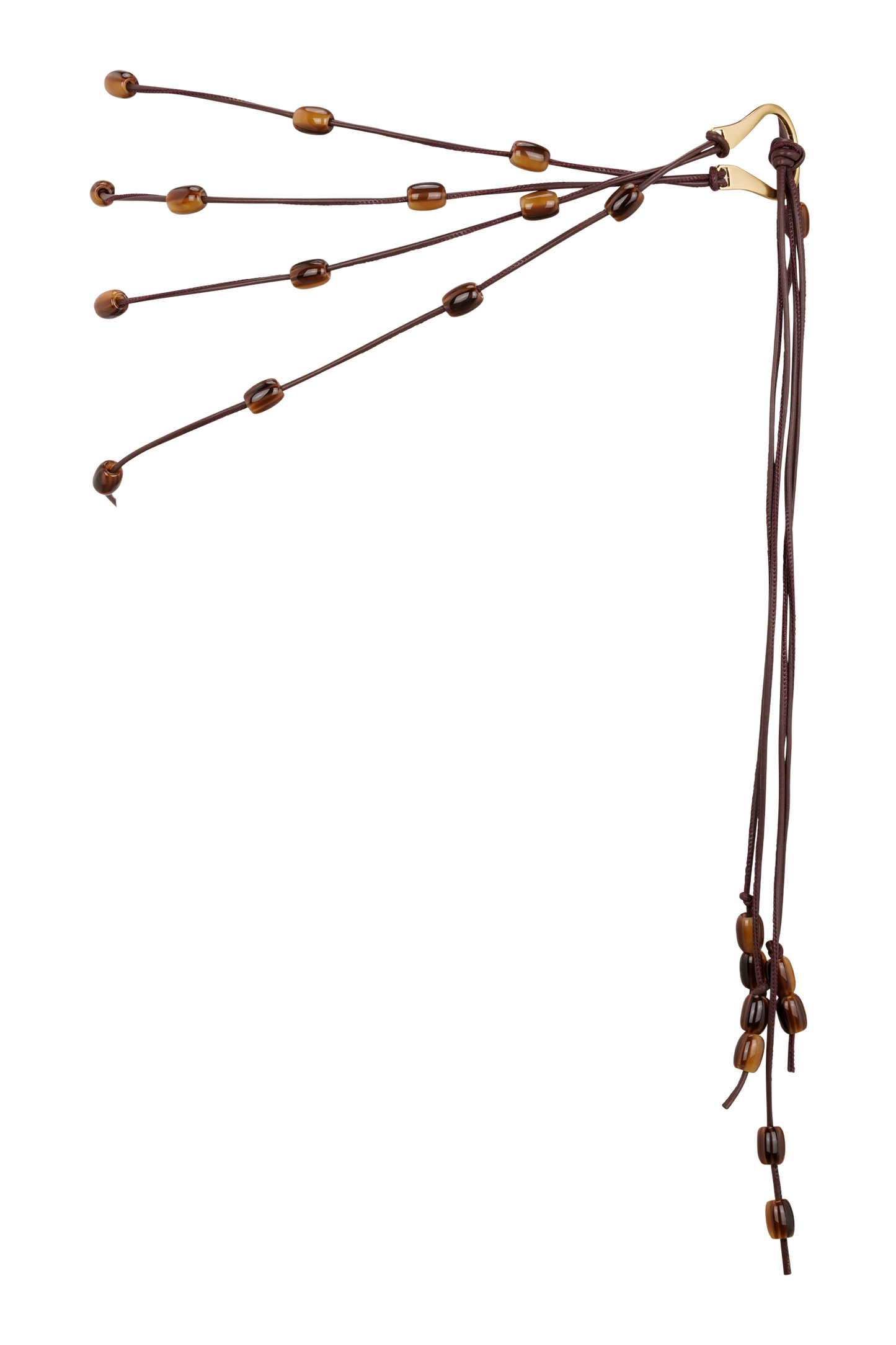 Enid Faux Leather Beaded Belt - Chocolate