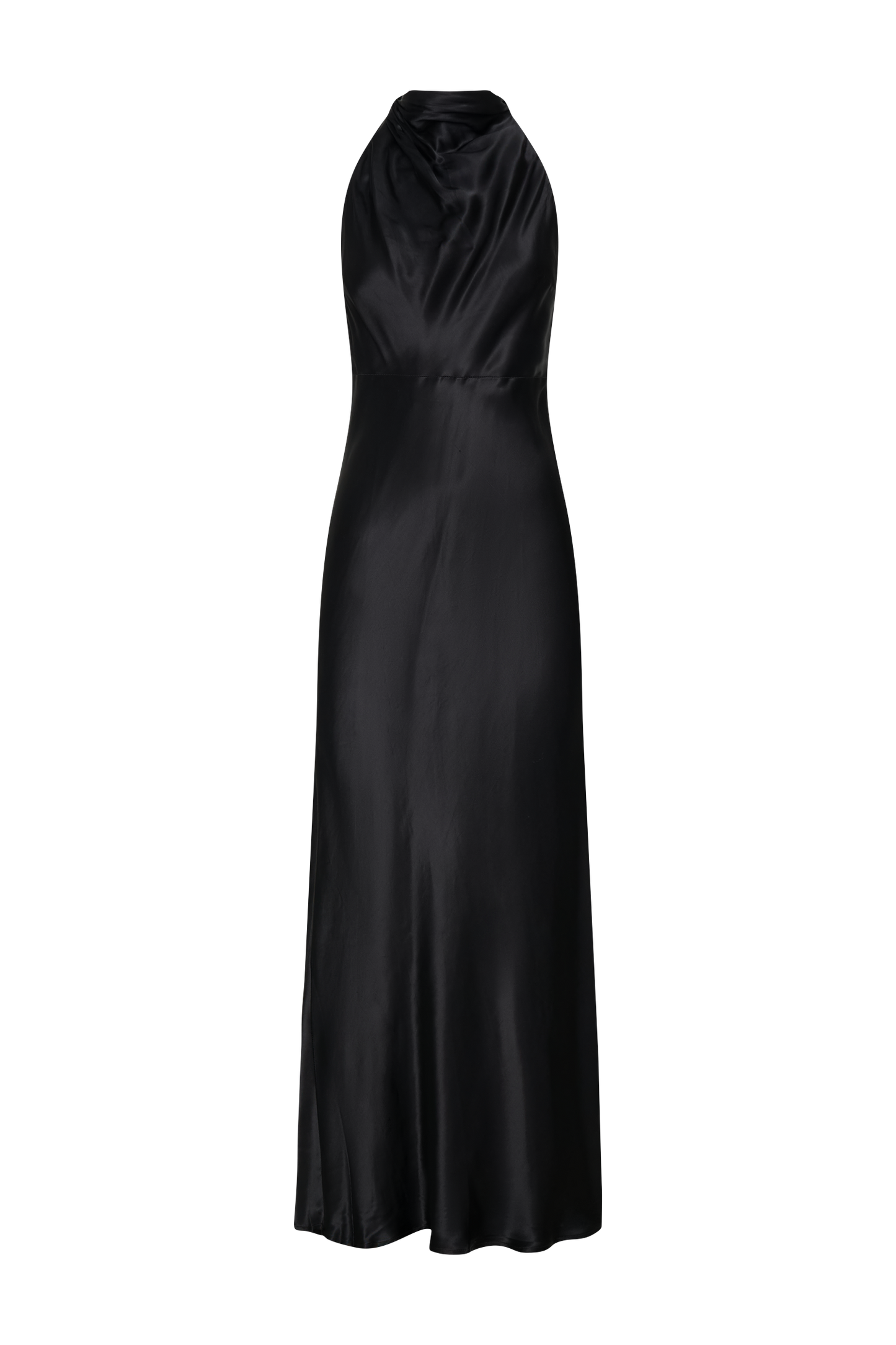 Esther Iridescent Satin Cowl Maxi Dress - Black