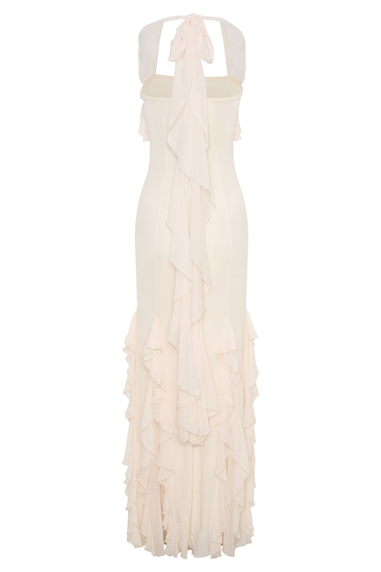 Etta Ruffle Slinky Maxi Dress - Ivory