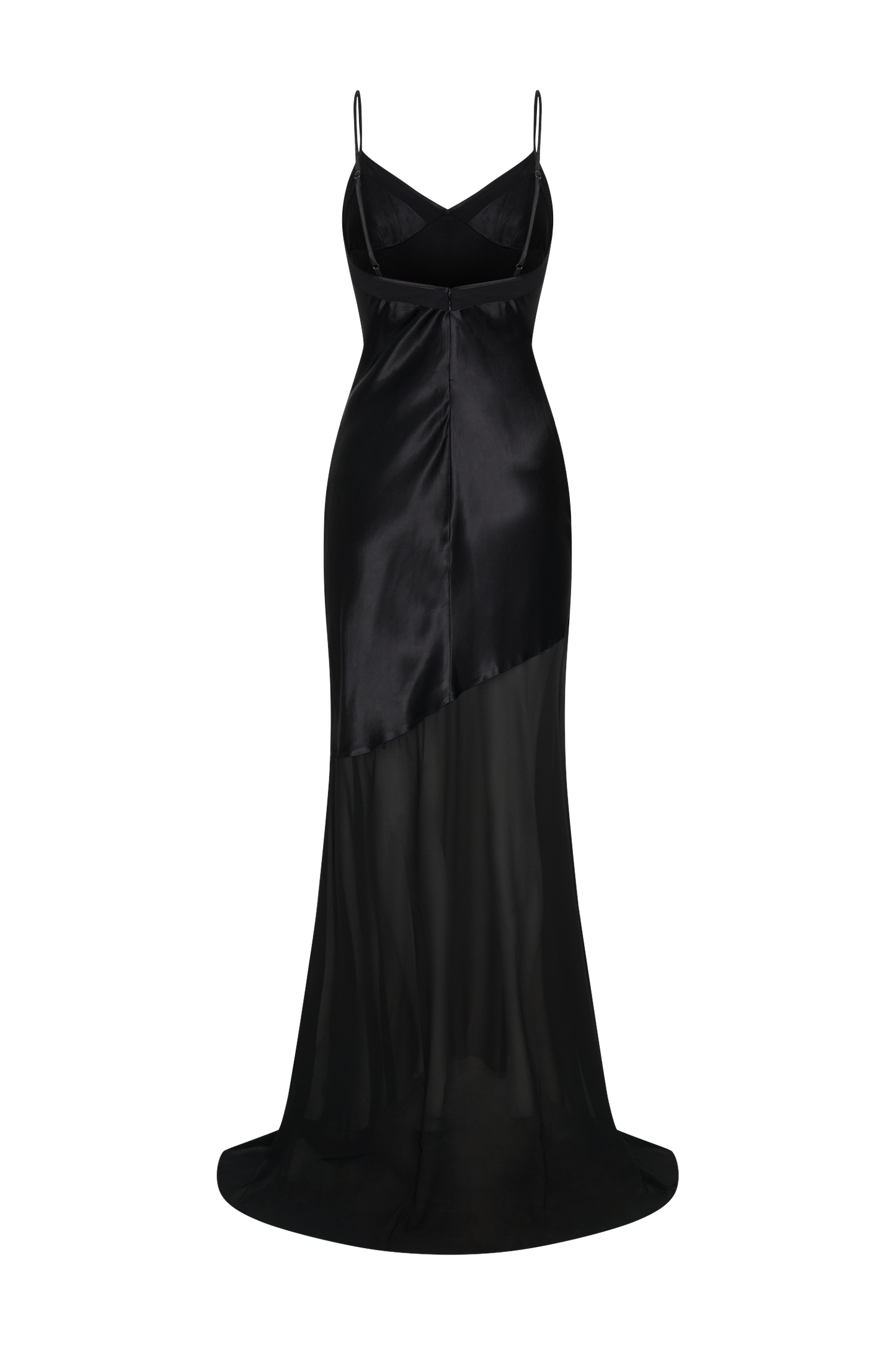 Evelyn Iridescent Satin Maxi Dress - Black