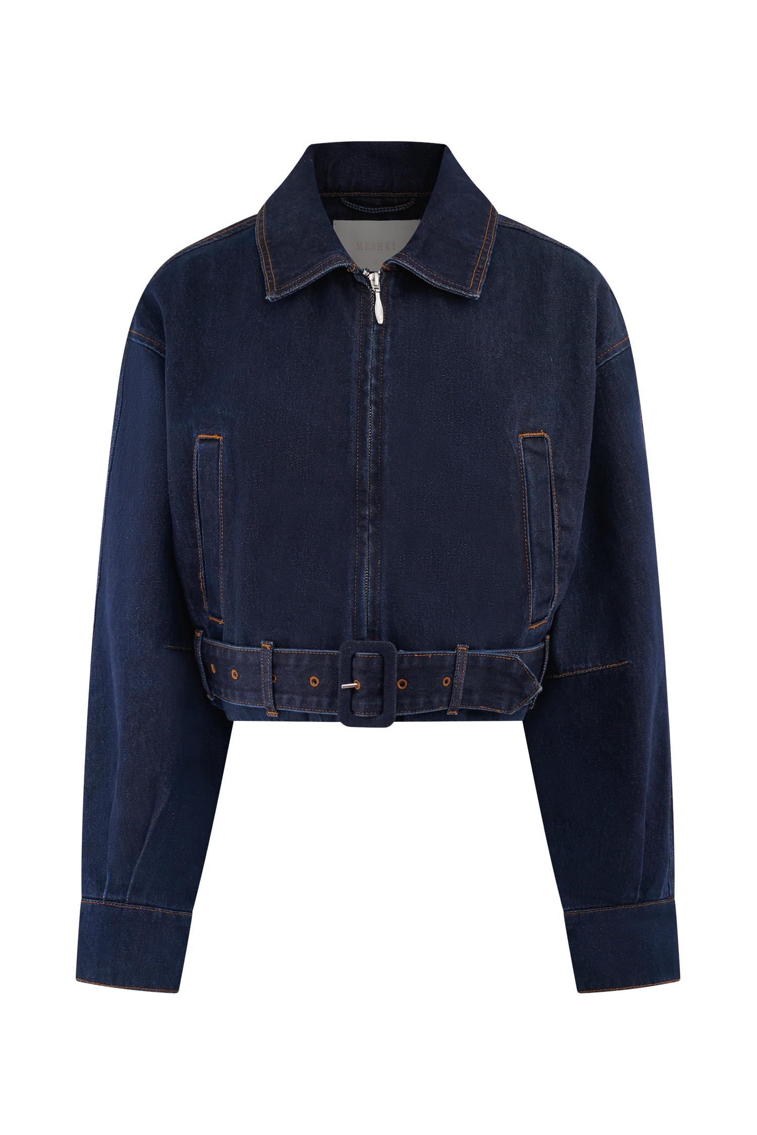 Fallon Cropped Denim Jacket - Indigo Blue #9