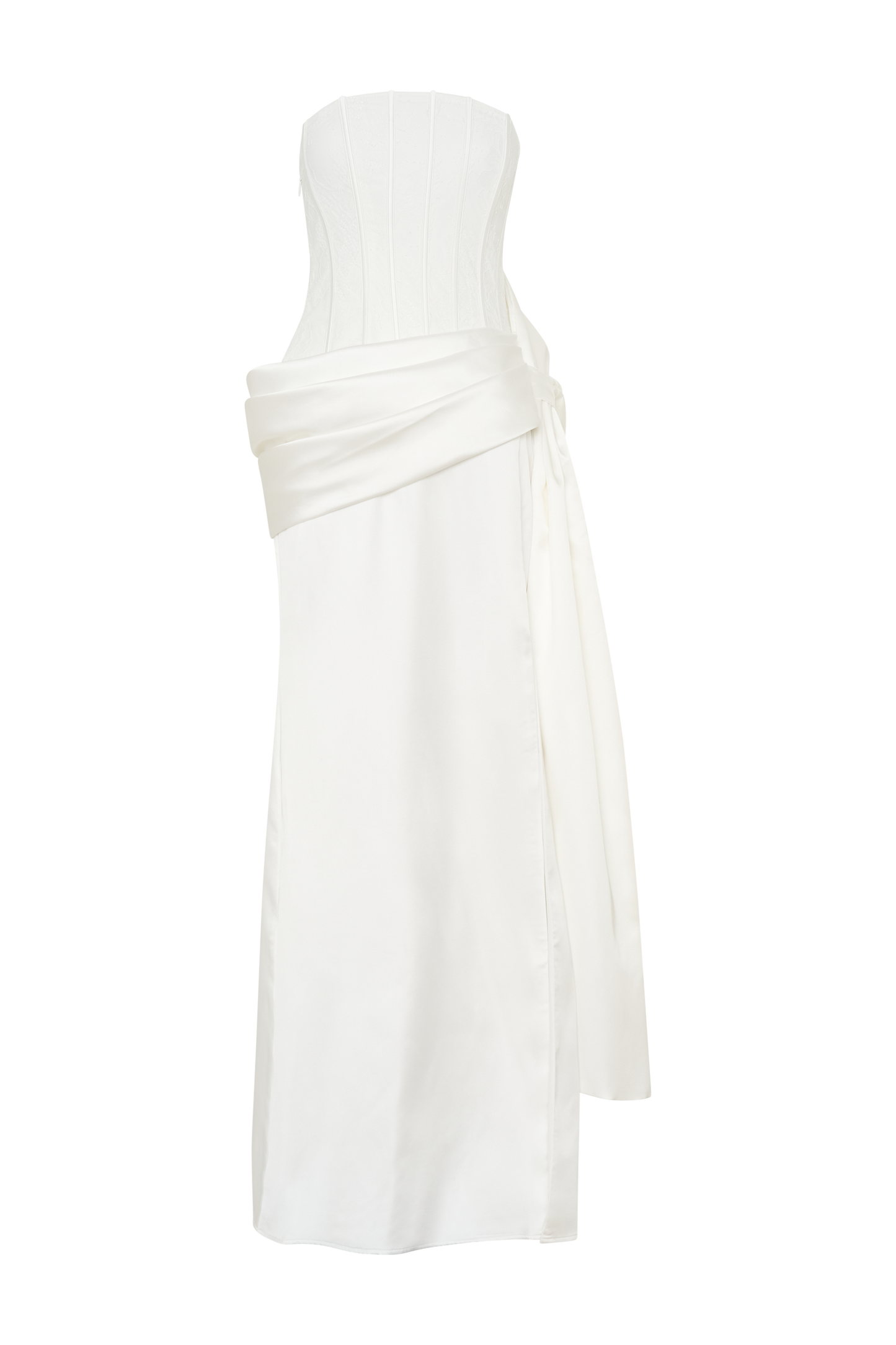 Galia Satin Corset Gown - White