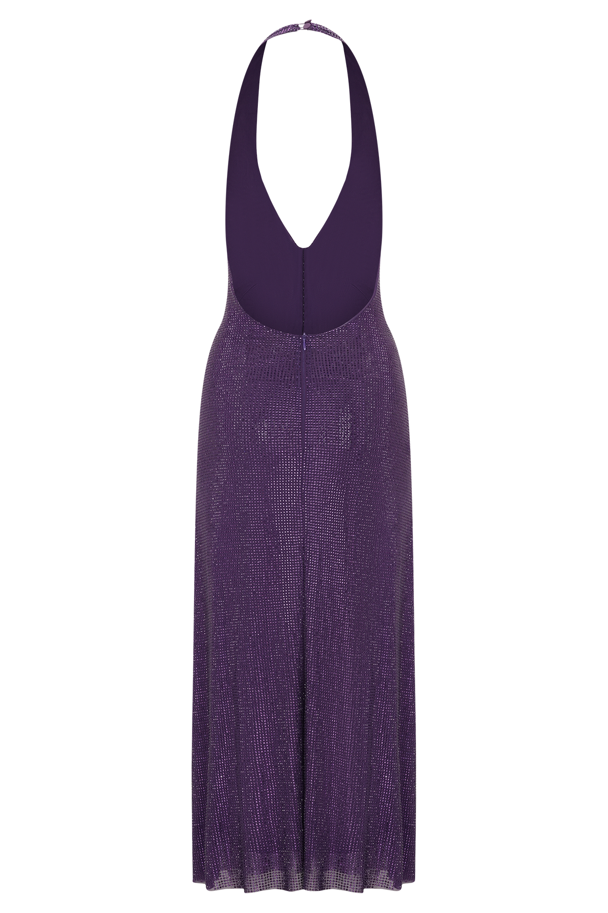 Genie Diamante Halter Midi Dress - Purple