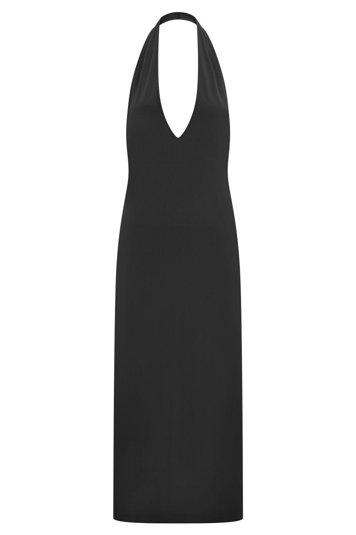 Genie Slinky Halter Midi Dress - Black
