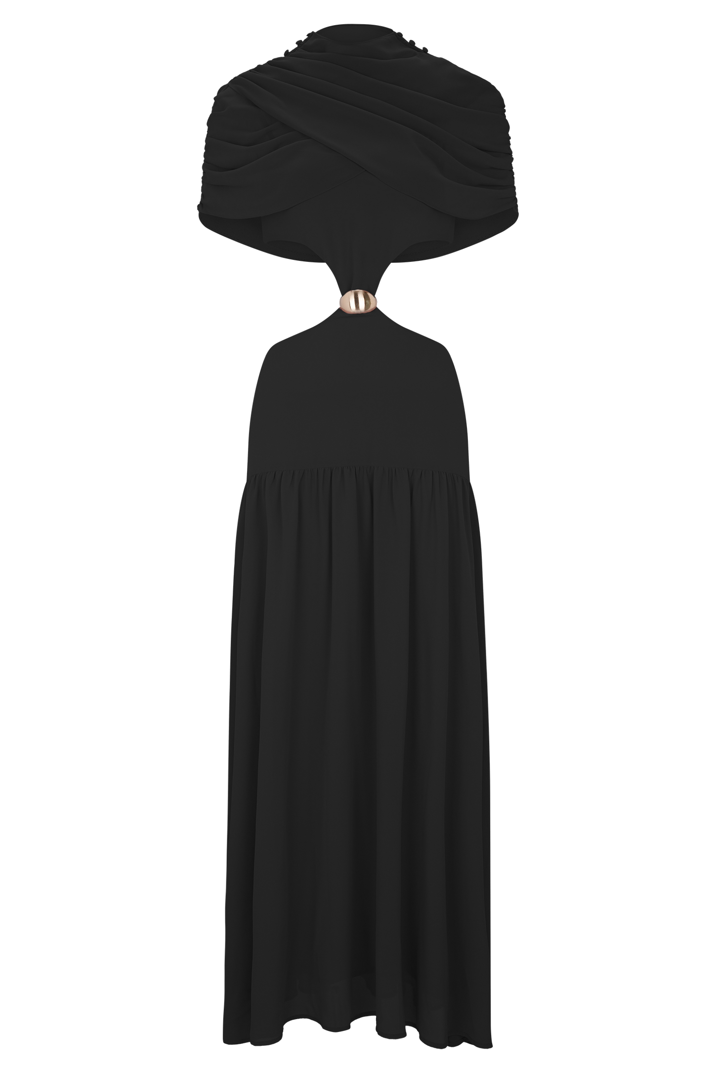 Georgina Chiffon Midi Dress - Black