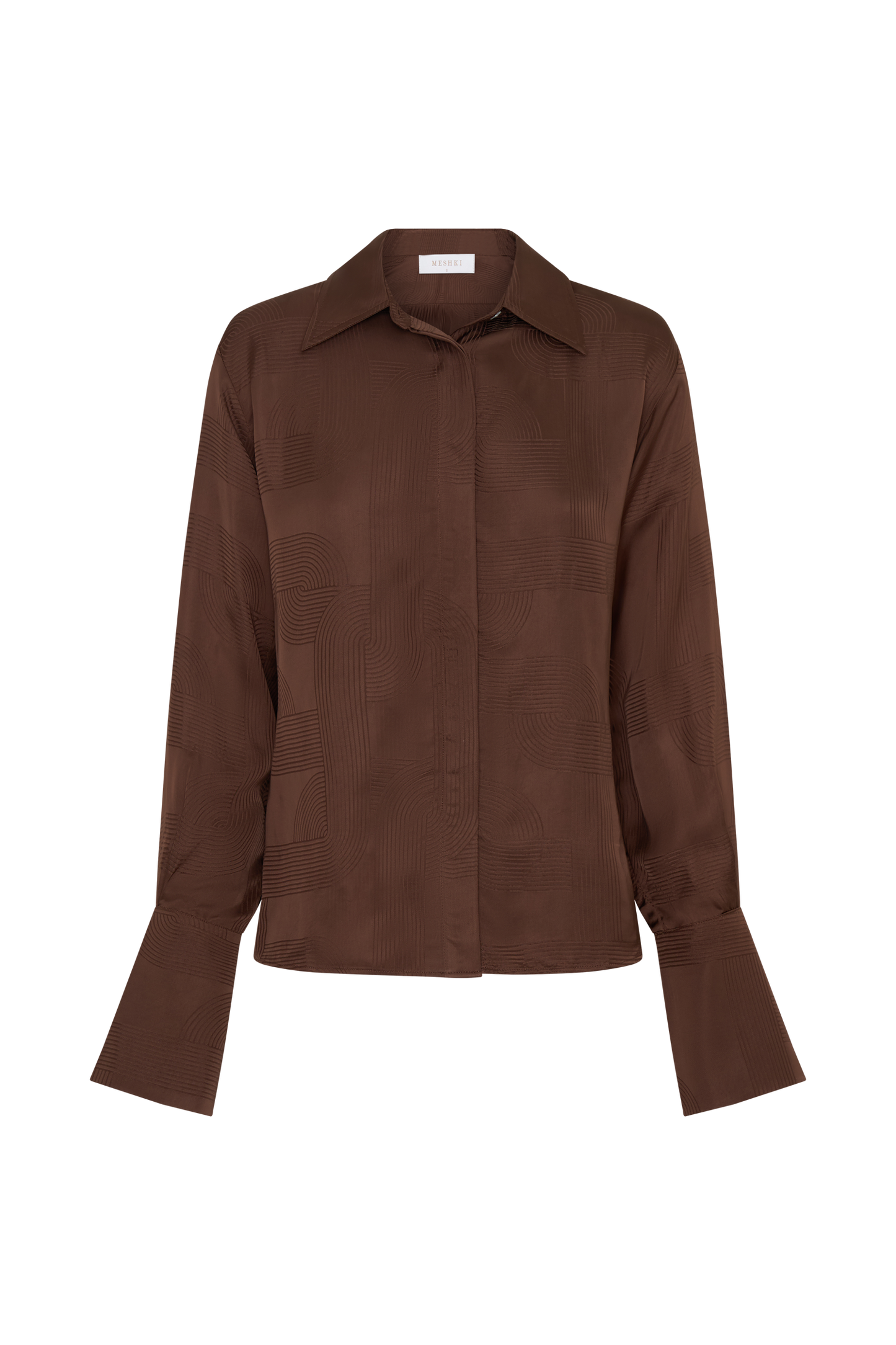 Gia Long Sleeve Satin Shirt - Chocolate