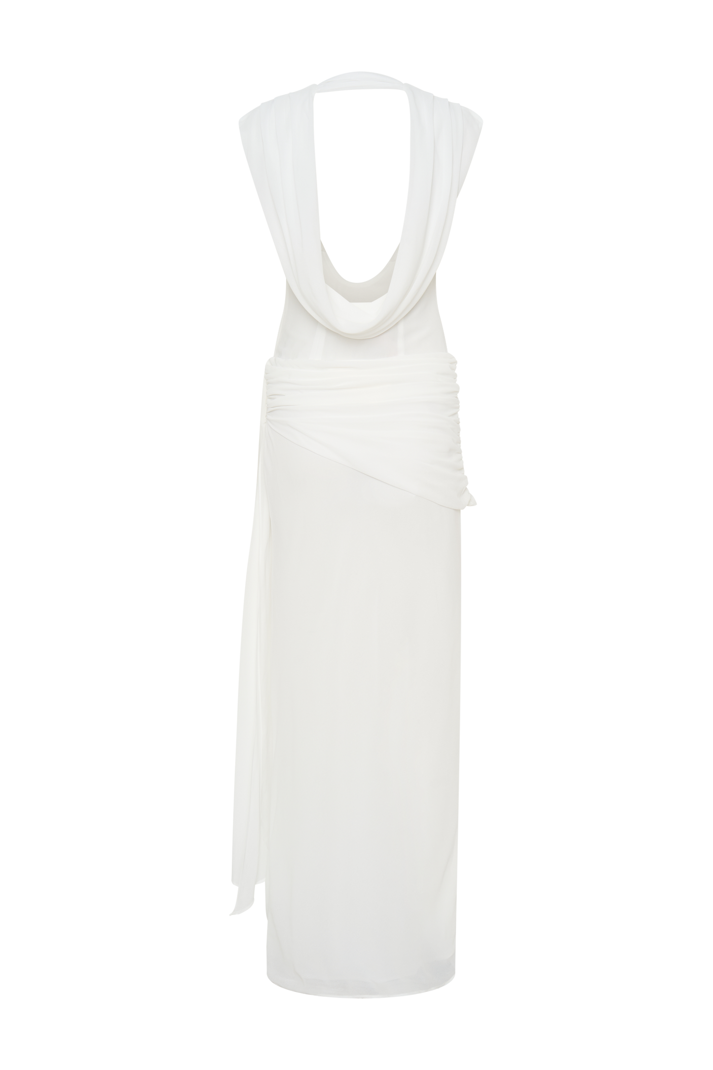 Giulia Chiffon Draped Maxi Dress - White