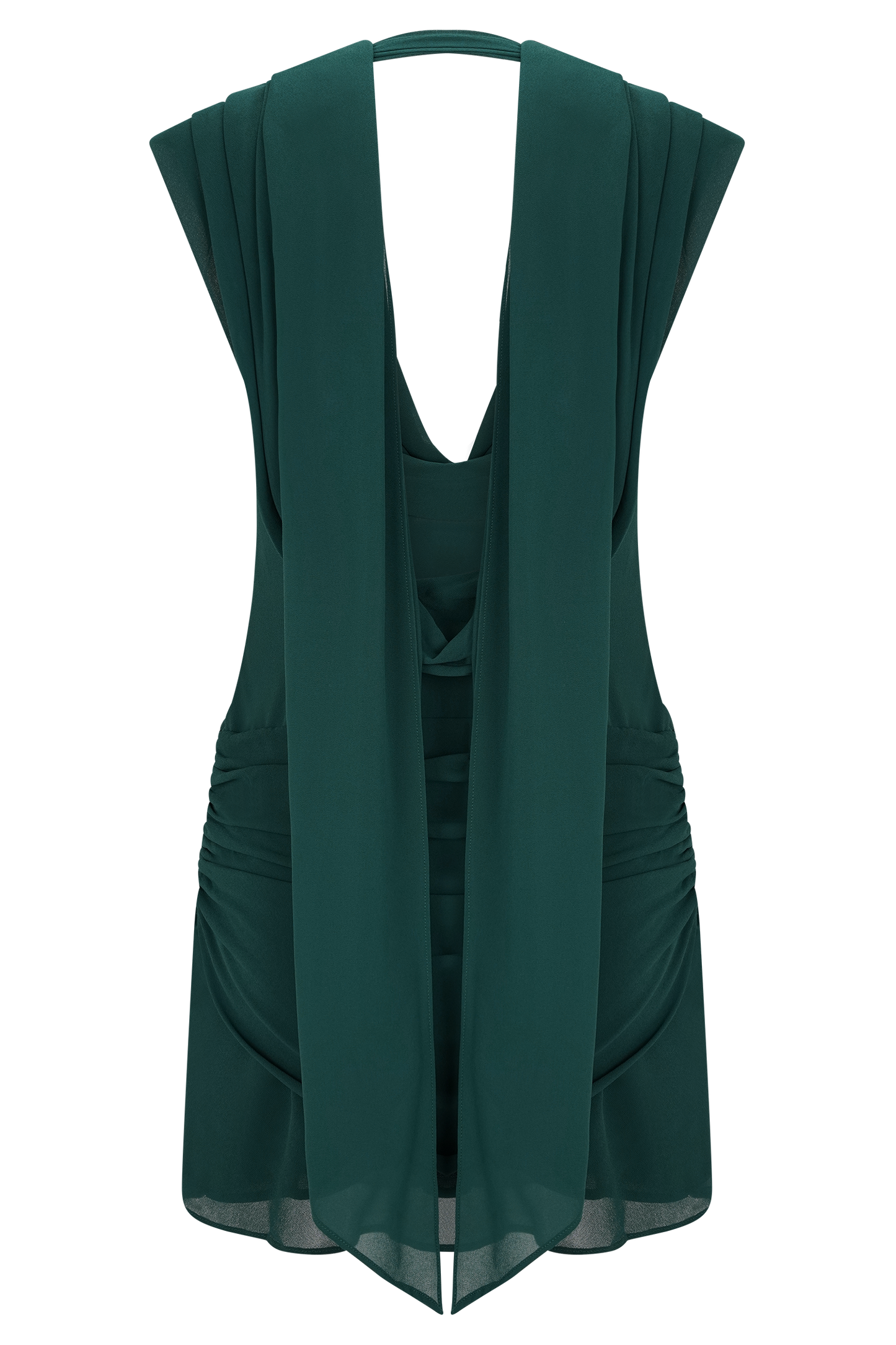 Giulia Chiffon Draped Mini Dress - Dark Emerald