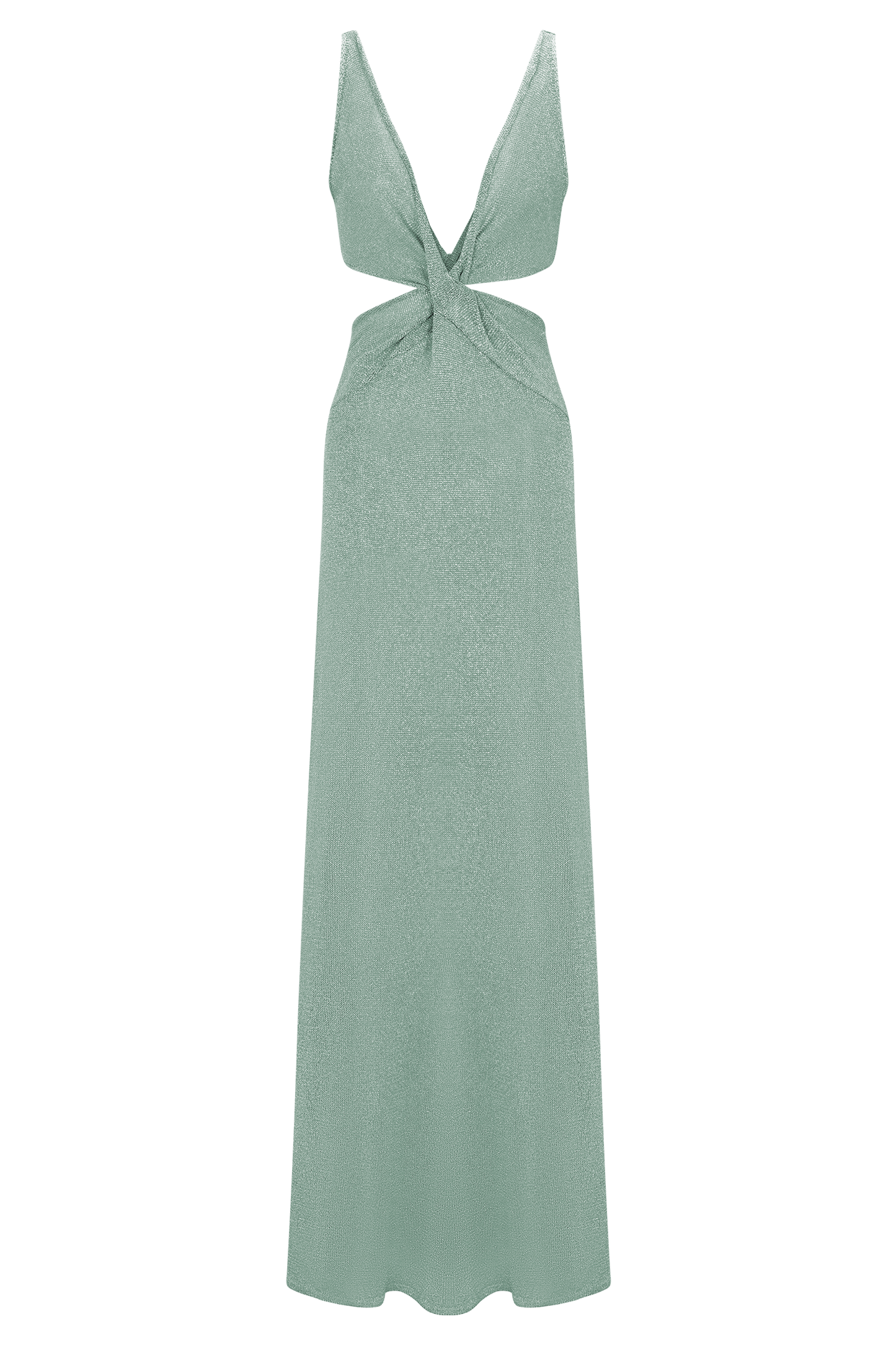 Gracelyn Twisted Metallic Knit Maxi Dress - Aqua