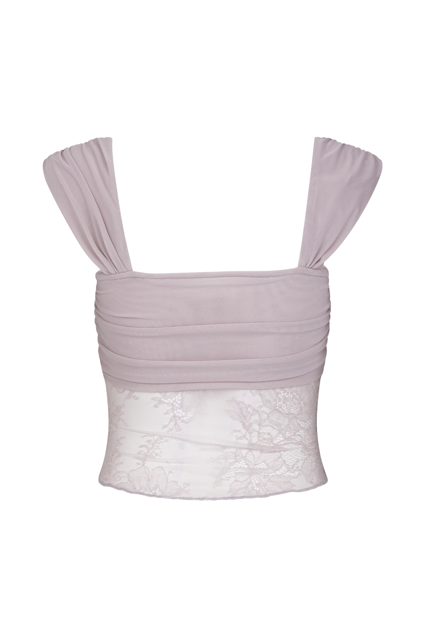 Guinevere Lace And Mesh Top - Lilac