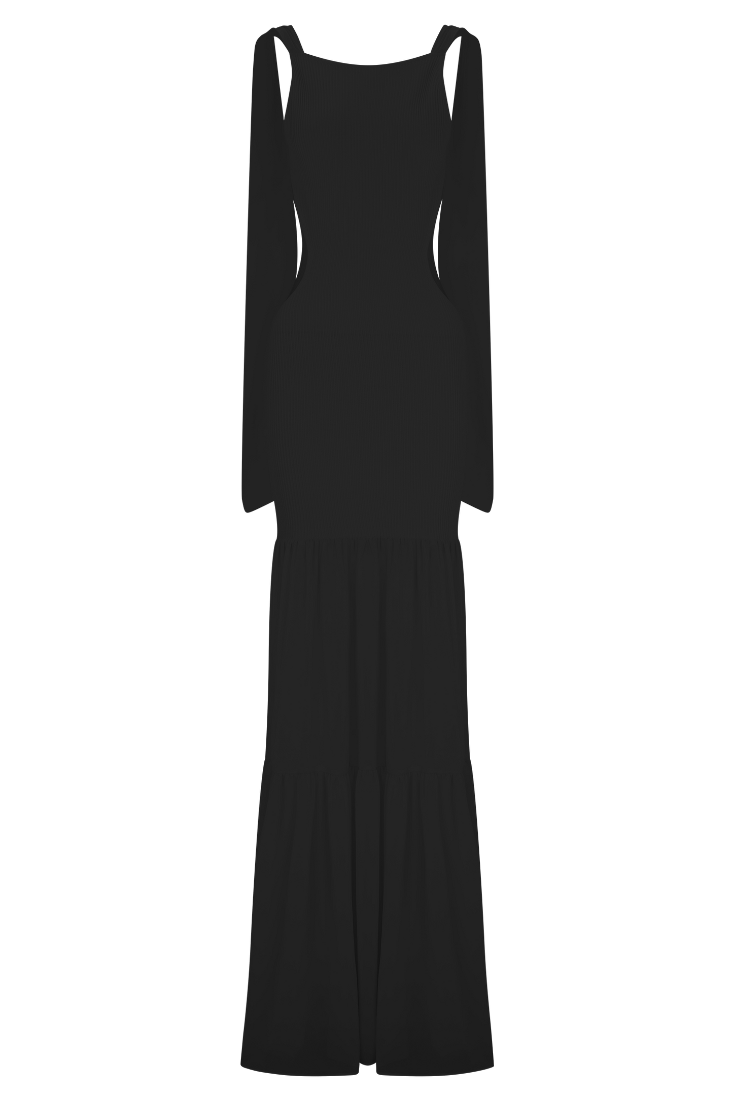 Haille Knit Chiffon Maxi Dress - Black