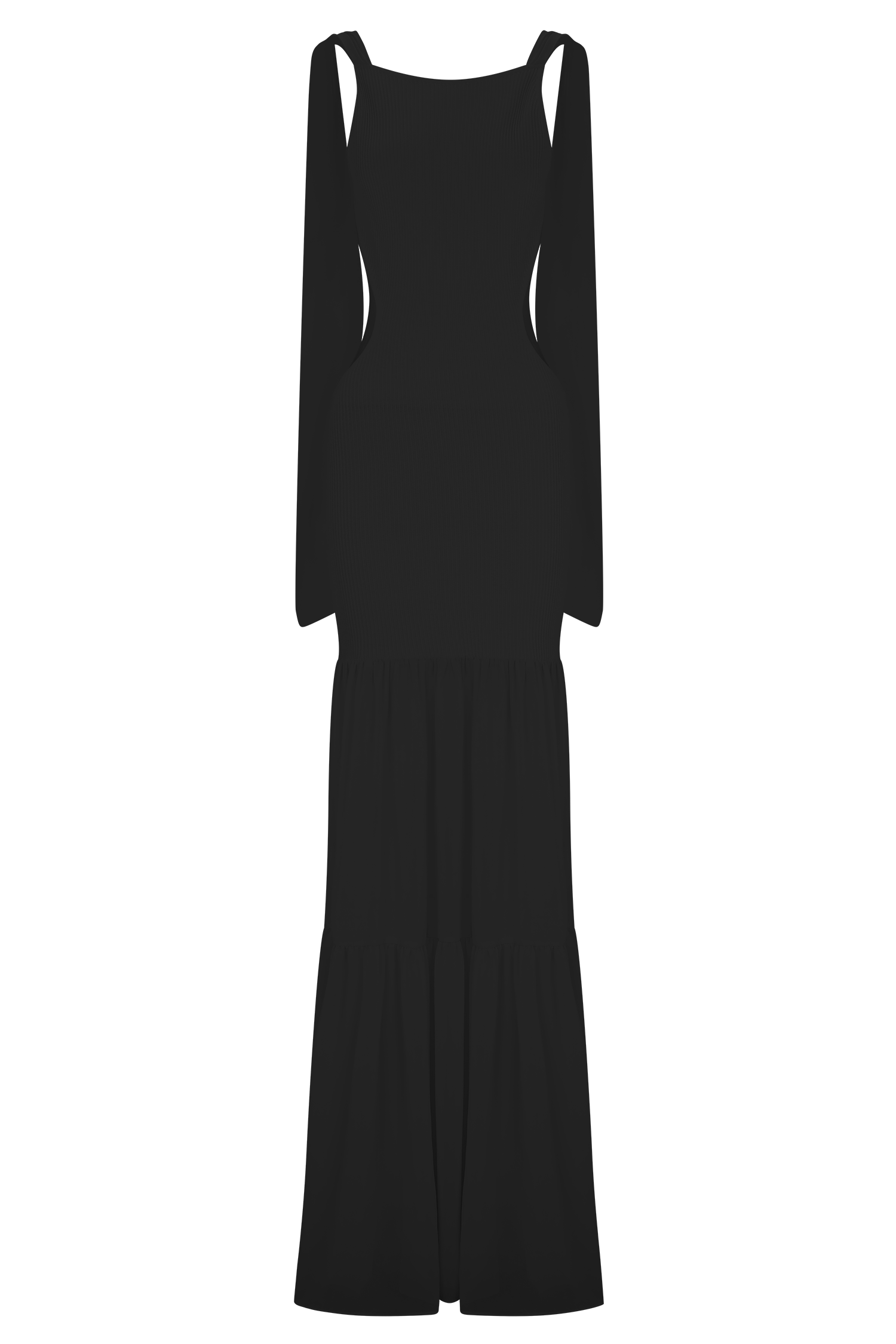 Haille Knit Chiffon Maxi Dress - Black #7