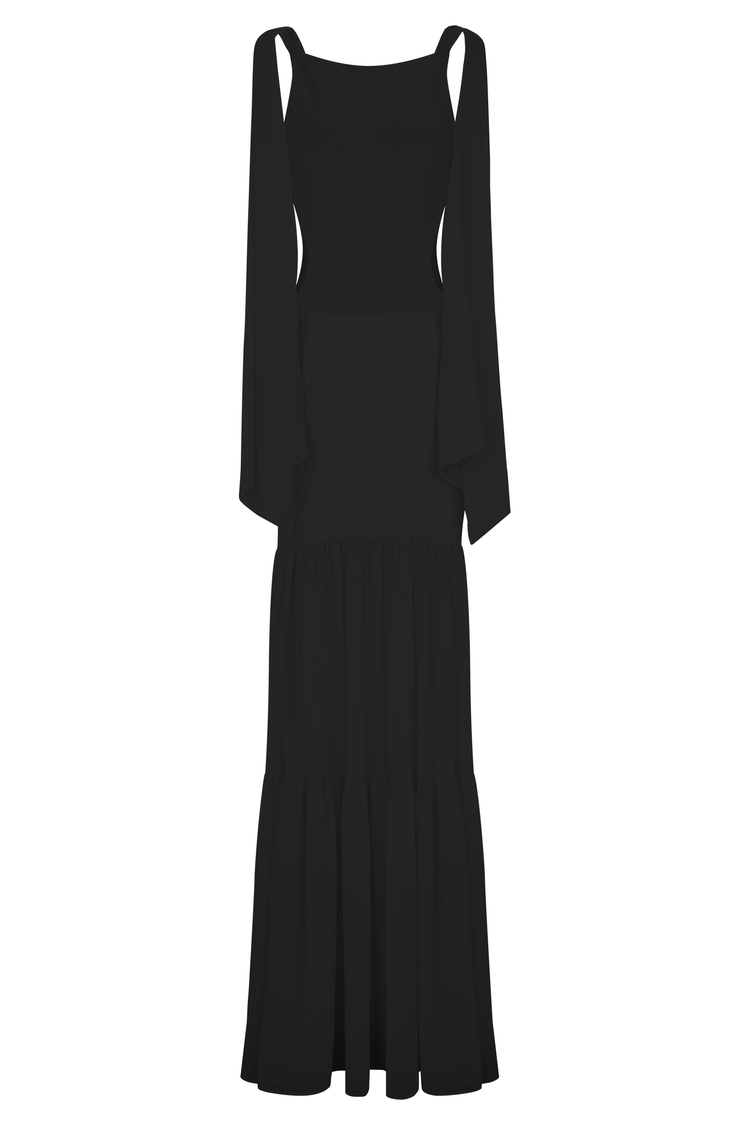 Haille Knit Chiffon Maxi Dress - Black #6