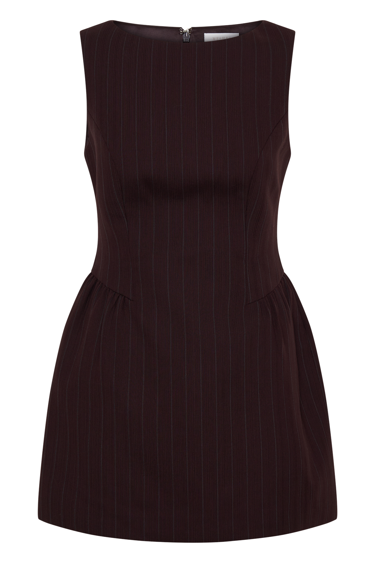 Hallie Boat Neck Mini Dress - Plum Pinstripe
