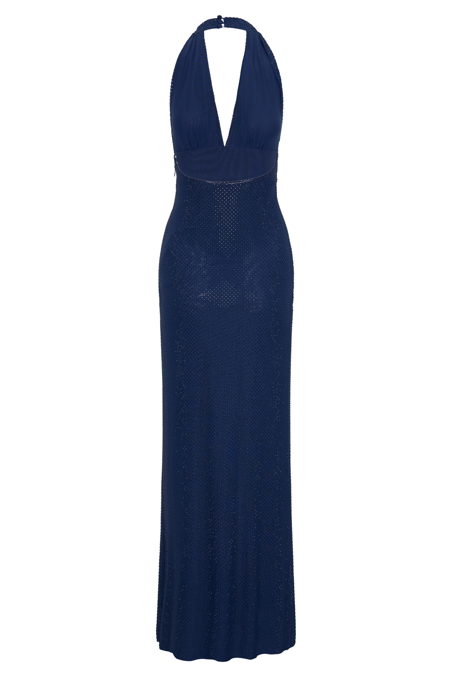 Harriet Halter Neck Diamante Maxi Dress - Navy