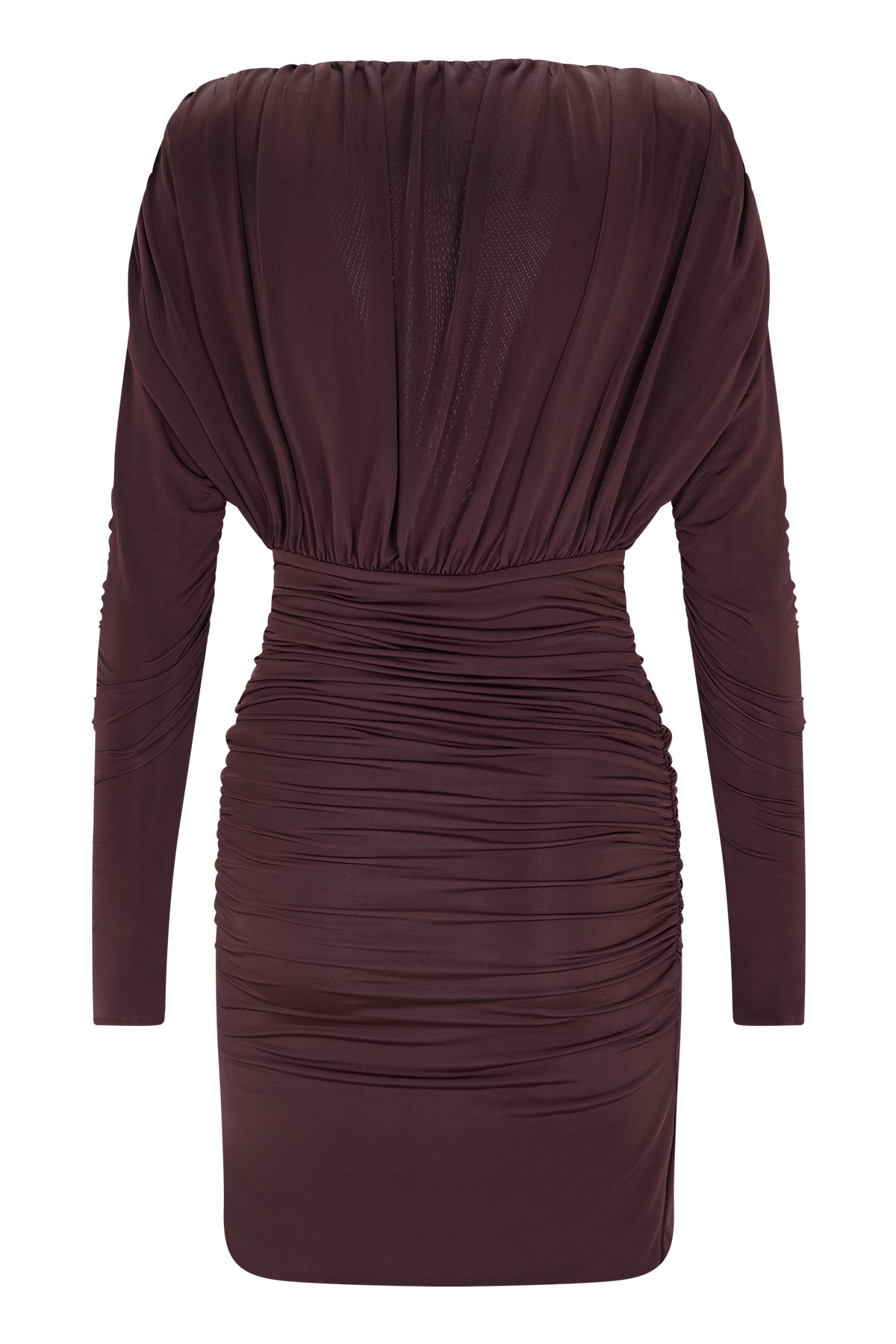 Hayden Long Sleeve Plunge Mini Dress - Burgundy
