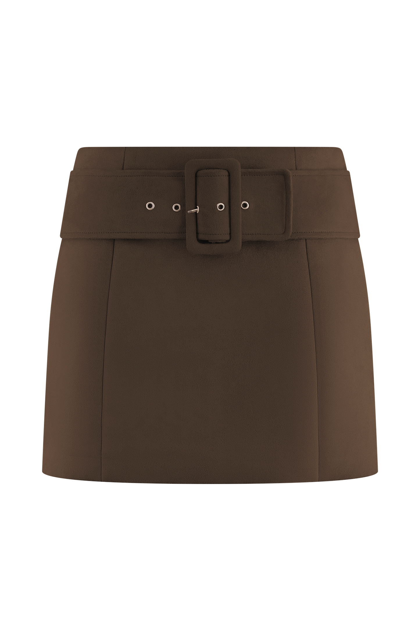 Hayes Faux Suede Belted Mini Skirt - Chocolate