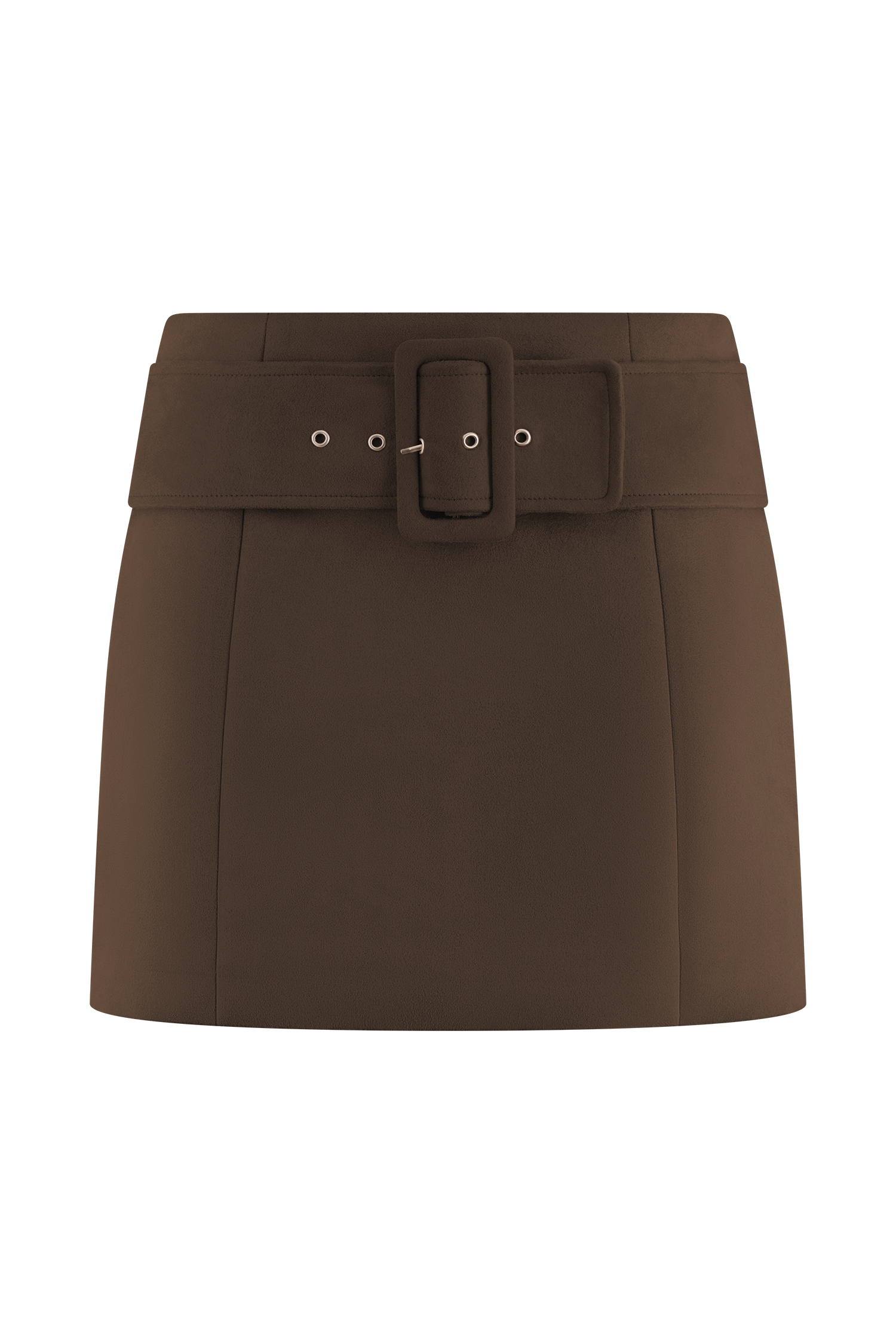 Hayes Faux Suede Belted Mini Skirt - Chocolate #10