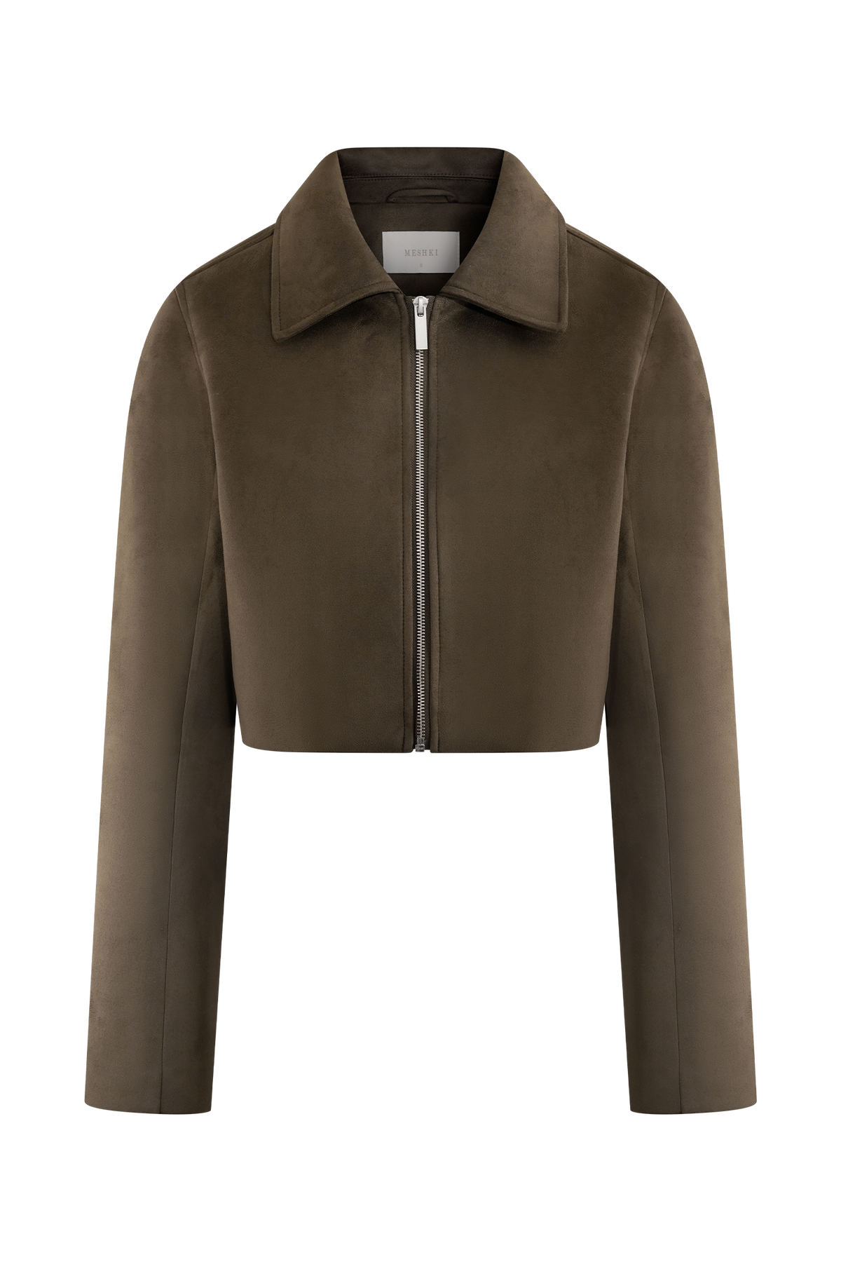 Hayes Faux Suede Collared Jacket - Chocolate