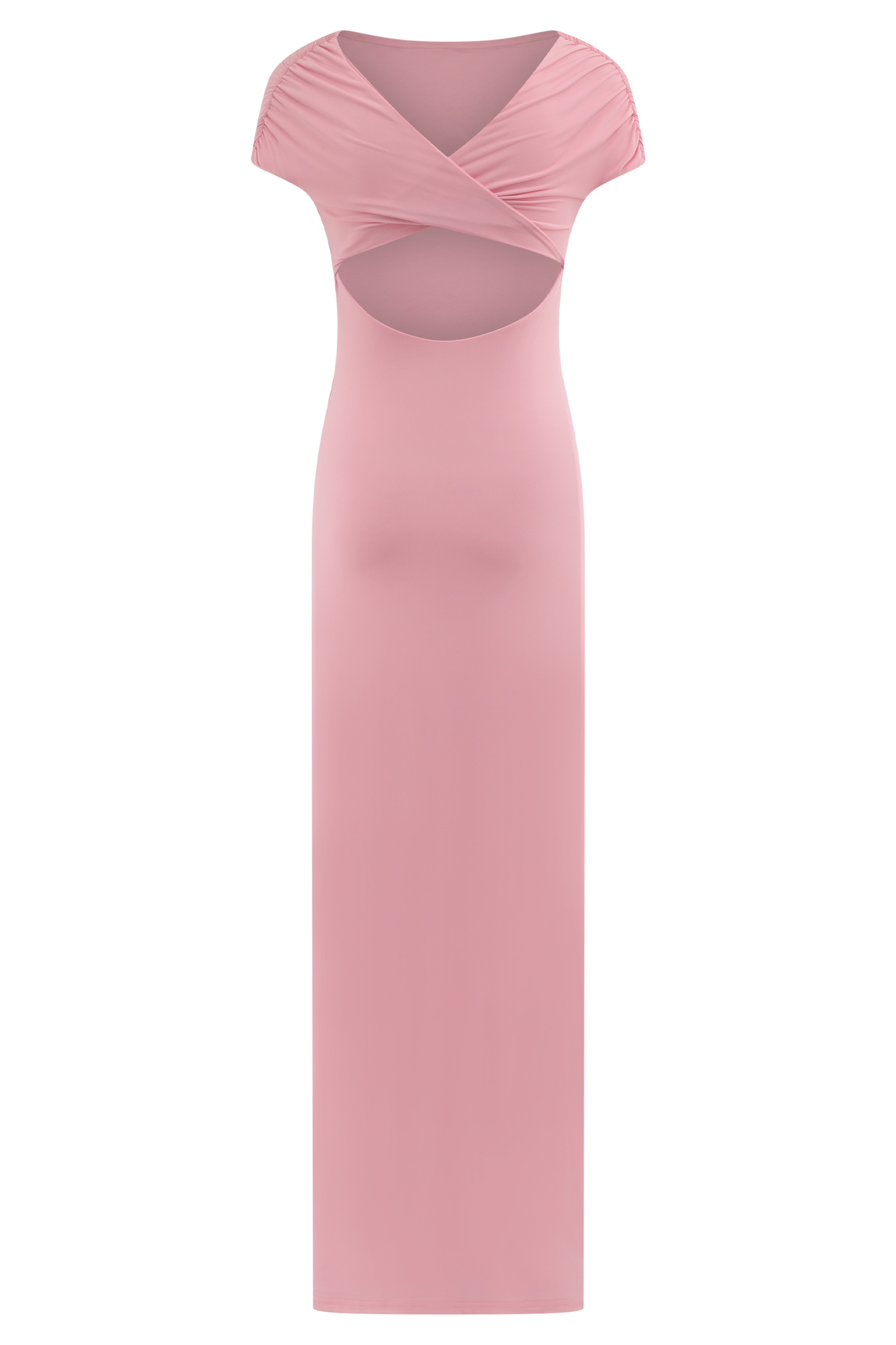 Imogen Off Shoulder Slinky Maxi Dress - Candy Pink