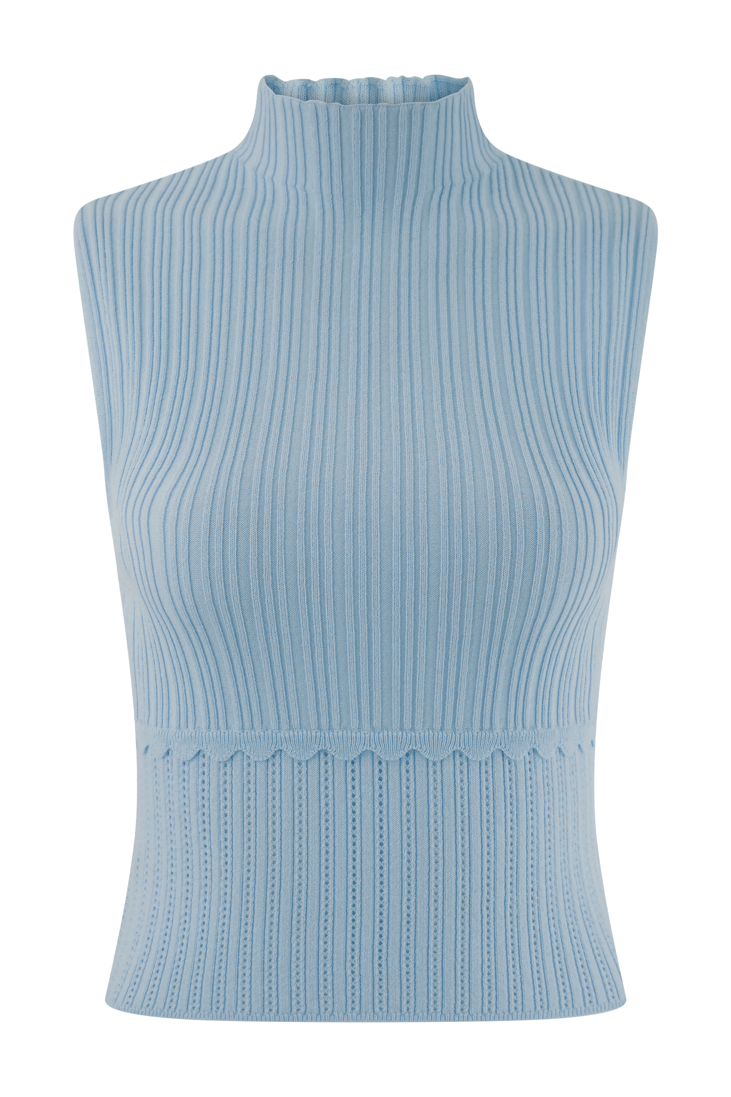 Indy Pointelle Knit Top - Cornflower Blue