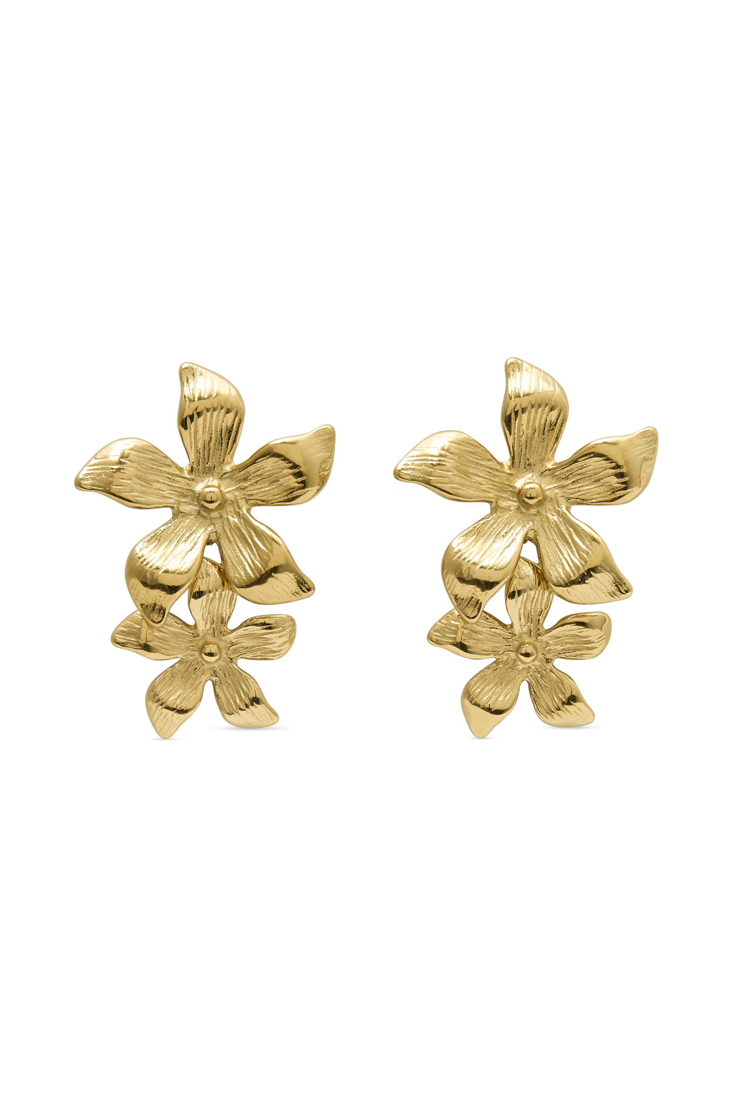 Infatuated Drop Flower Earrings - Gold