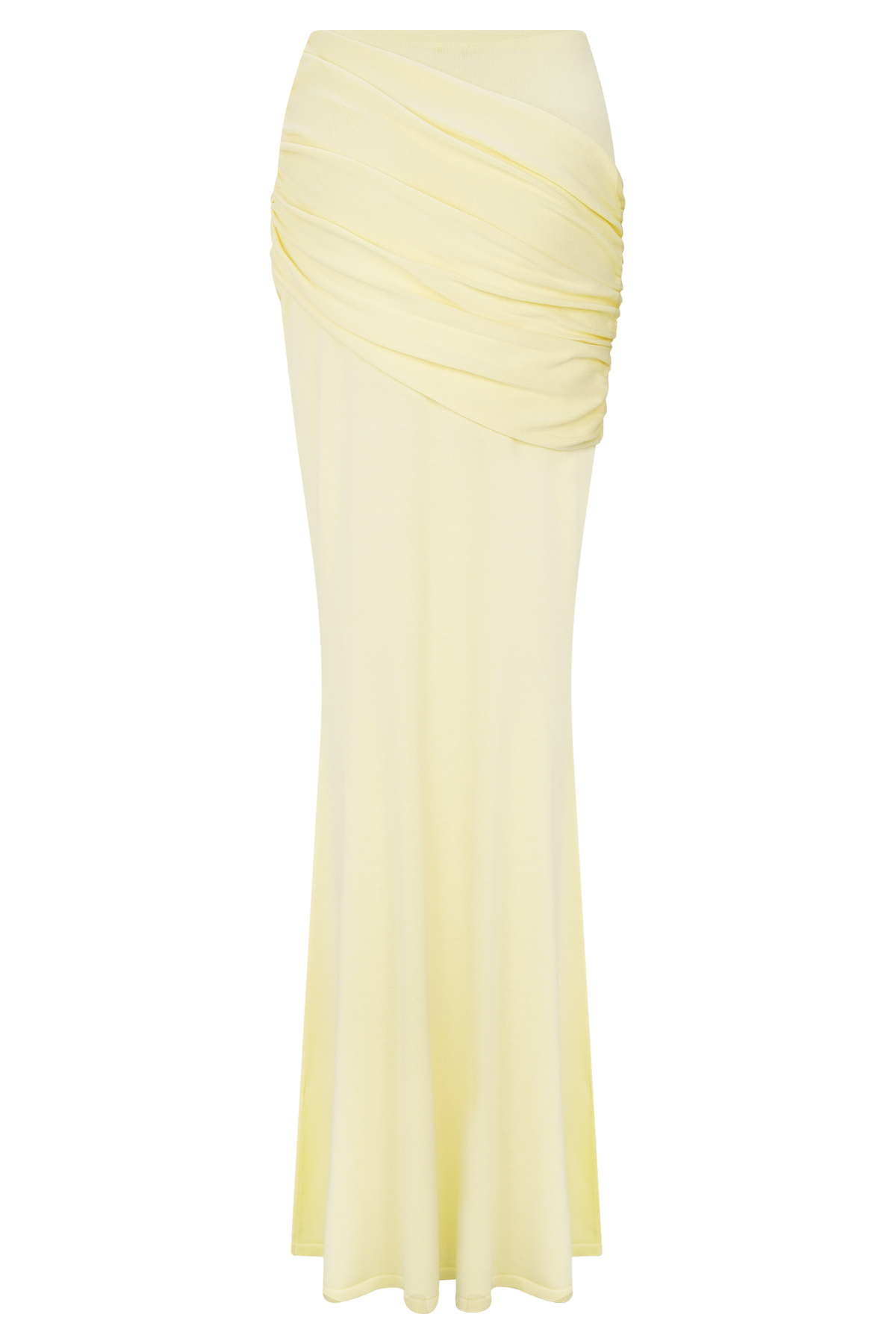 Irene Gathered Knit Maxi Skirt - Lemon