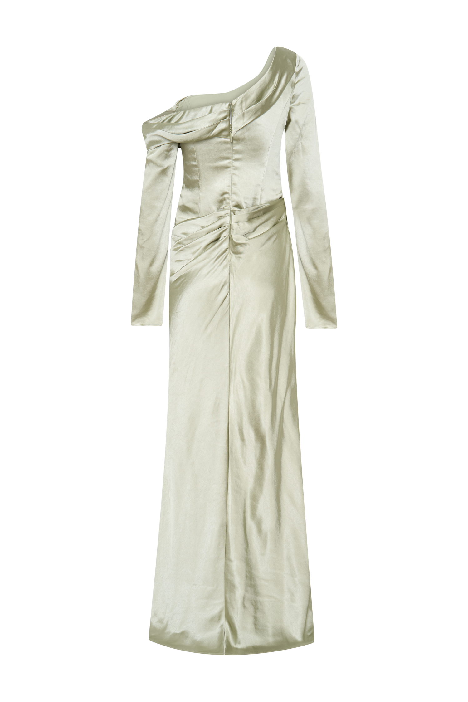 Iris Long Sleeve Satin Maxi Dress - Sage #12