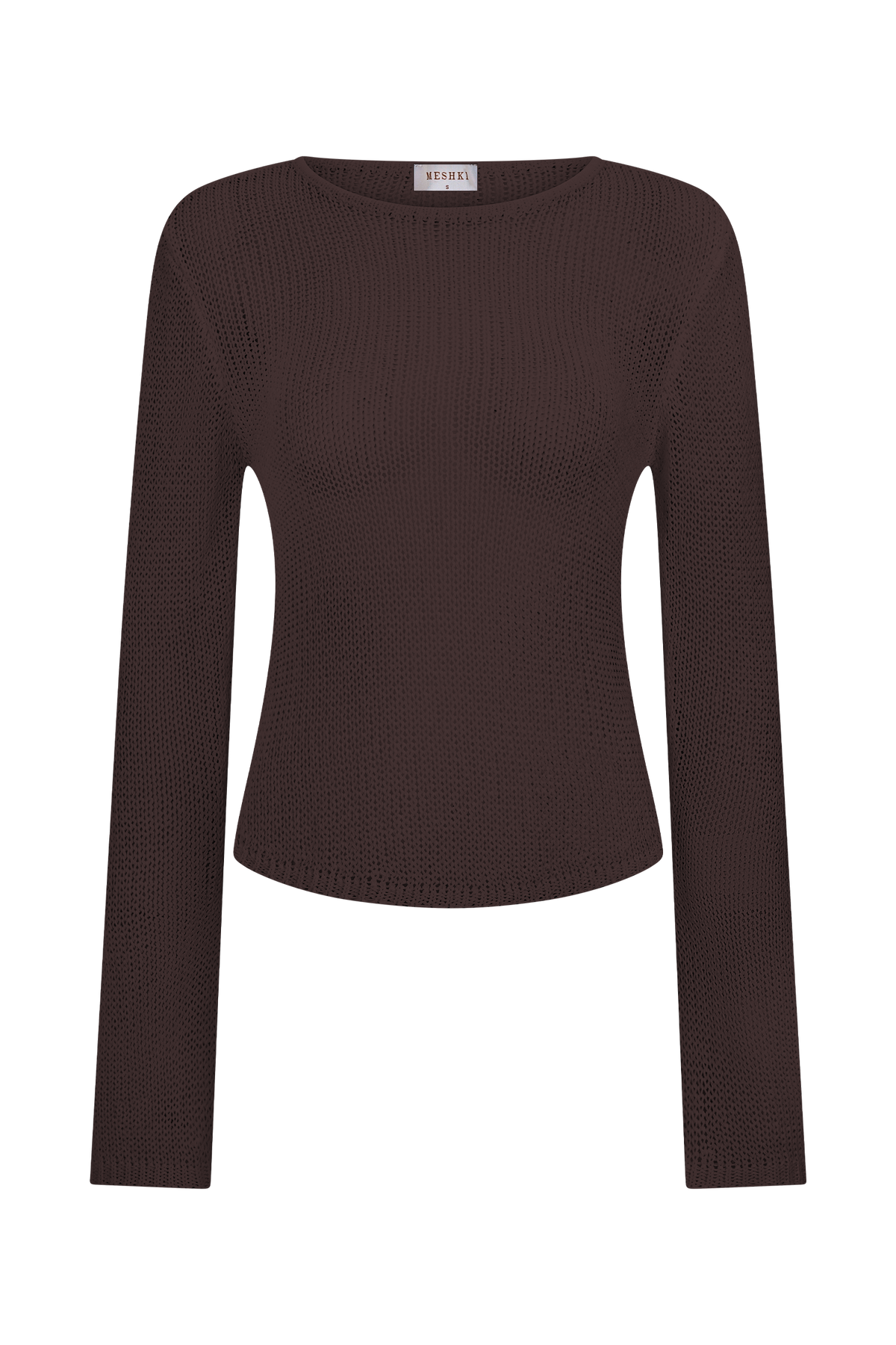 Isabella Long Sleeve Knit Top - Chocolate