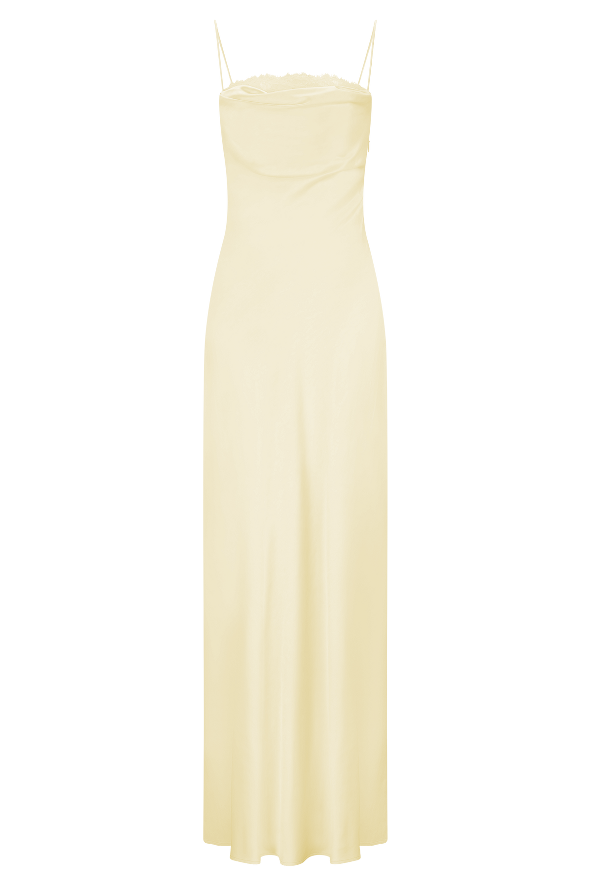 Isadora Lace & Satin Maxi Dress - Lemon