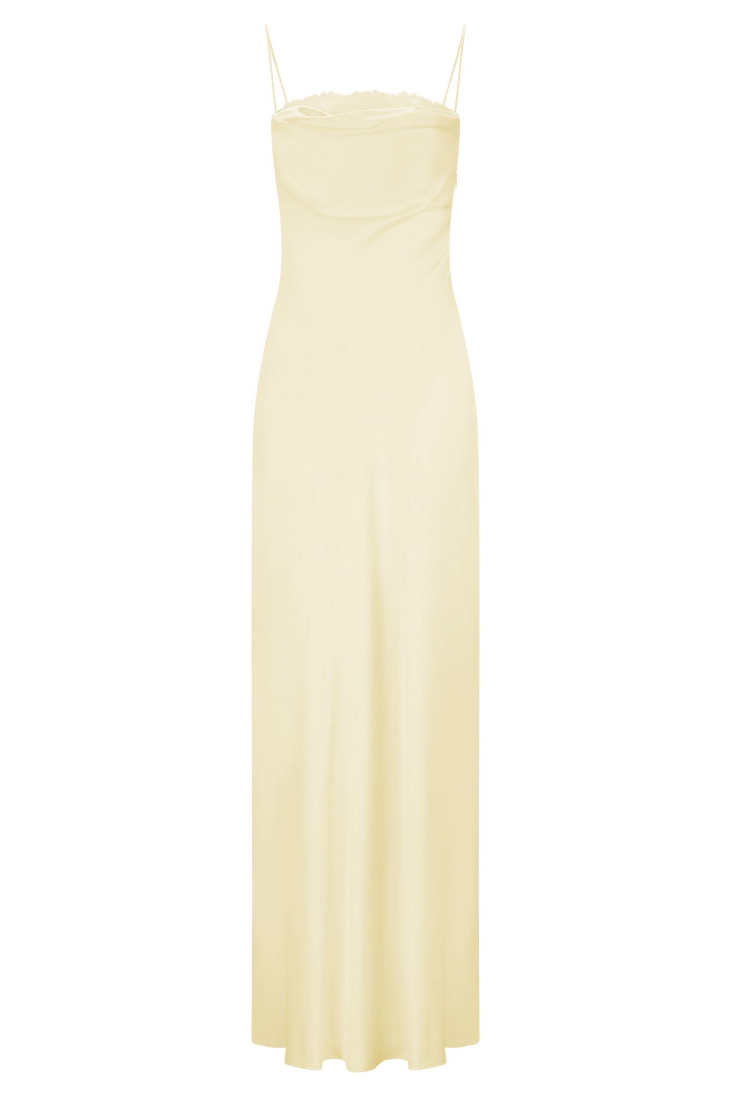 Isadora Lace & Satin Maxi Dress - Lemon