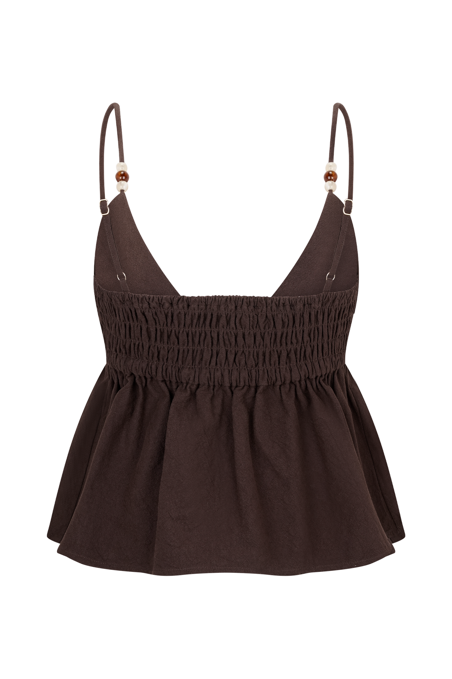Janayia Cotton Beaded Top - Dark Espresso